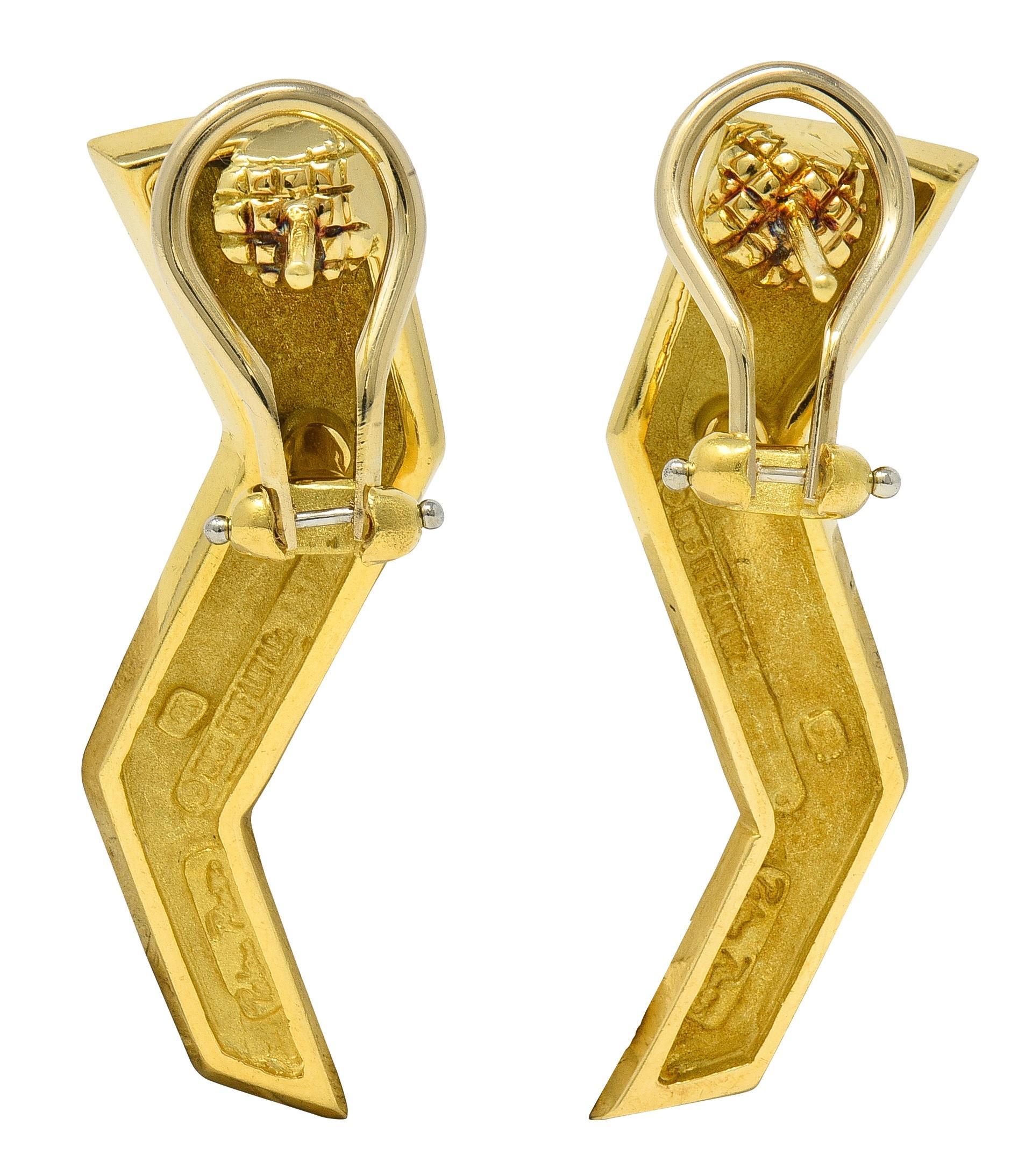 Pendientes Paloma Picasso Tiffany & Co. 1985 Oro de 18 quilates Relámpago Vintage en Excelente estado para la venta en Philadelphia, PA