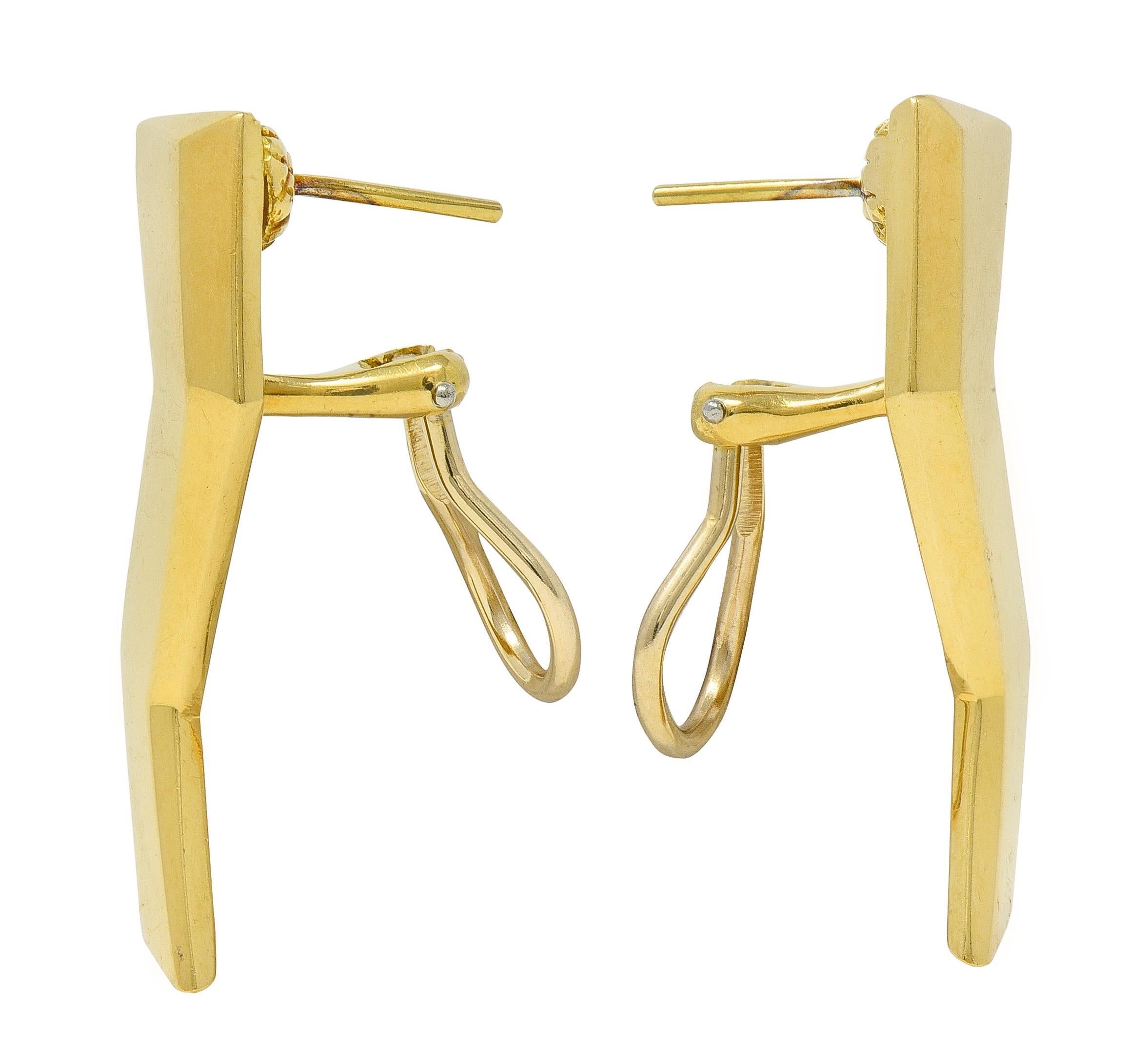 De las mujeres Pendientes Paloma Picasso Tiffany & Co. 1985 Oro de 18 quilates Relámpago Vintage en venta