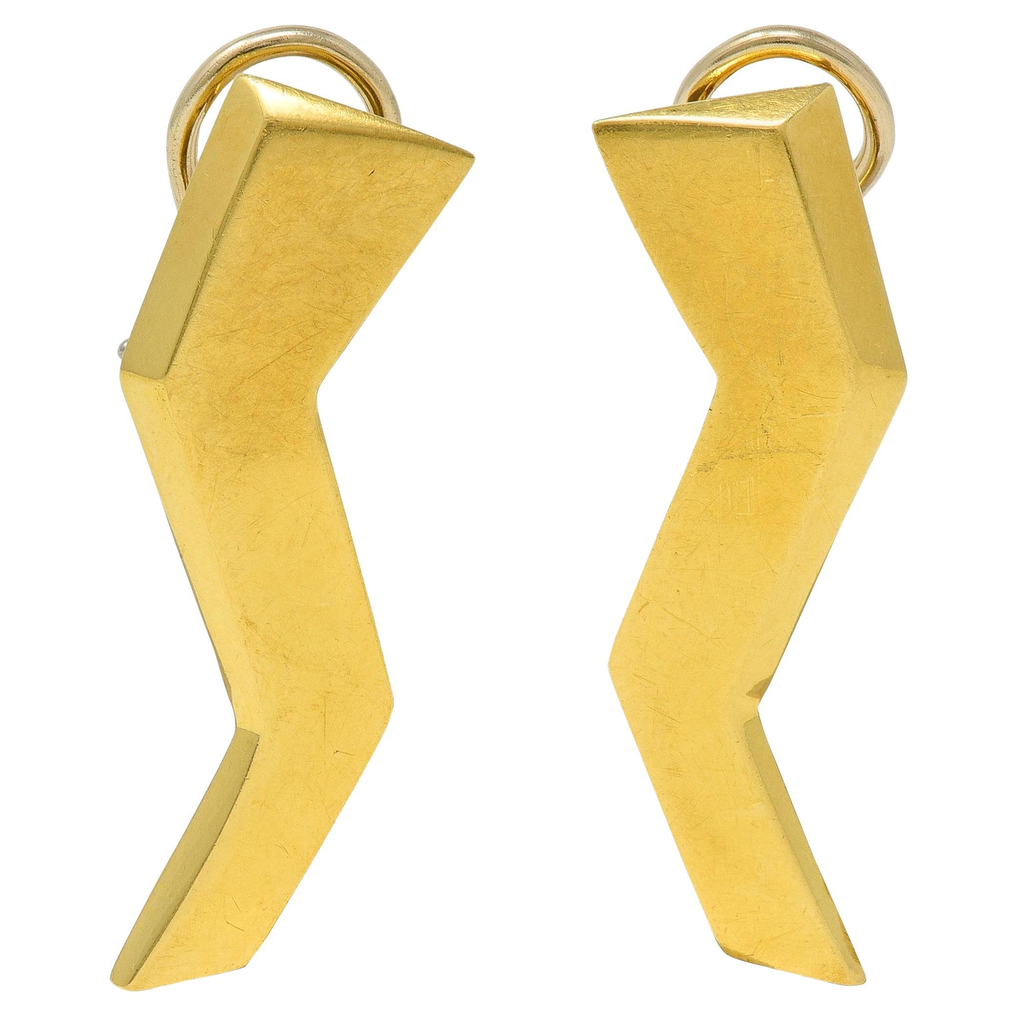 Pendientes Paloma Picasso Tiffany & Co. 1985 Oro de 18 quilates Relámpago Vintage en venta