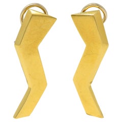 Paloma Picasso Tiffany & Co. 1985 18 Karat Gold Vintage Lightning Bolt Earrings