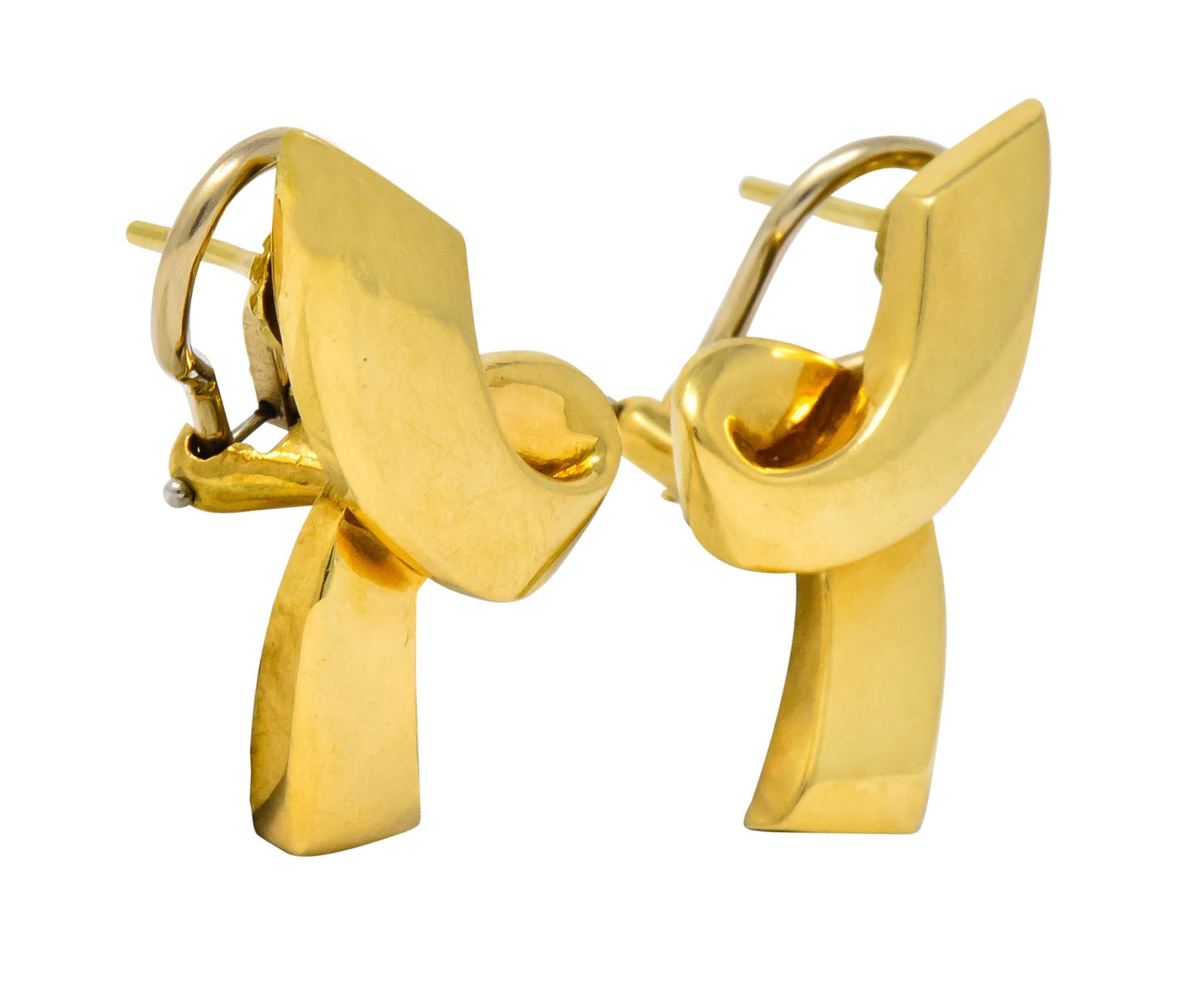 Contemporary Paloma Picasso Tiffany & Co. 1986 18 Karat Yellow Gold Ribbon Earrings