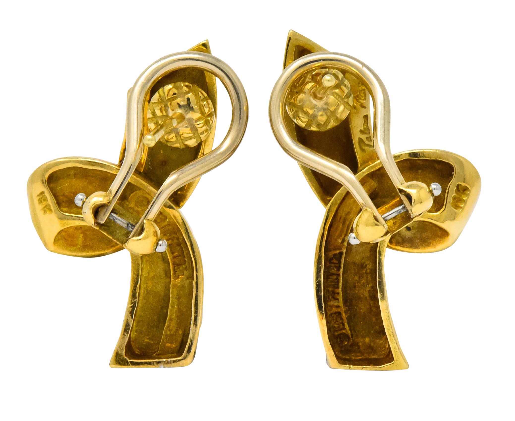 Paloma Picasso Tiffany & Co. 1986 18 Karat Yellow Gold Ribbon Earrings In Excellent Condition In Philadelphia, PA