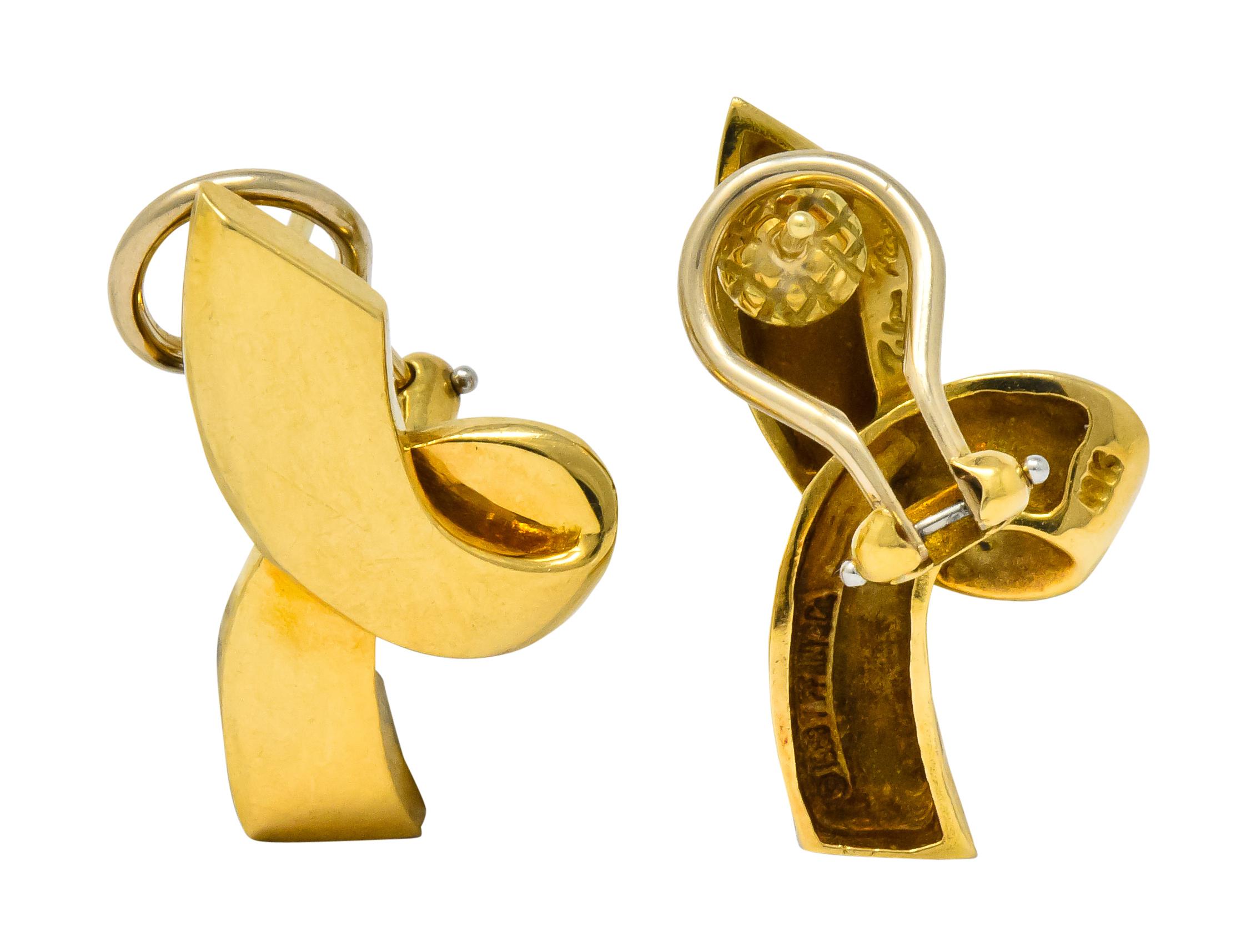 Paloma Picasso Tiffany & Co. 1986 18 Karat Yellow Gold Ribbon Earrings 2