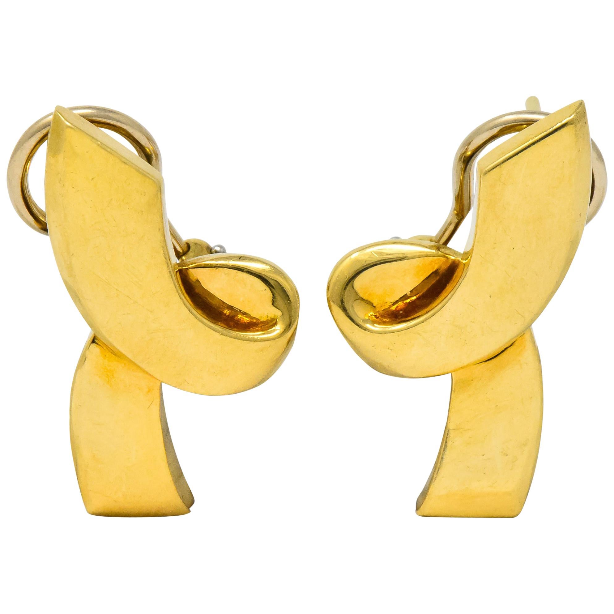 Paloma Picasso Tiffany & Co. 1986 18 Karat Yellow Gold Ribbon Earrings