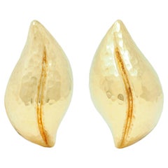 Paloma Picasso for Tiffany & Co. 1989 18K Hammered Leaf Vintage Ear-Clip Earring