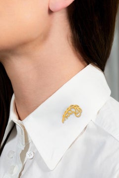 Paloma Picasso Tiffany & Co. 1989 18K Yellow Gold Vintage Feather Plume Brooch