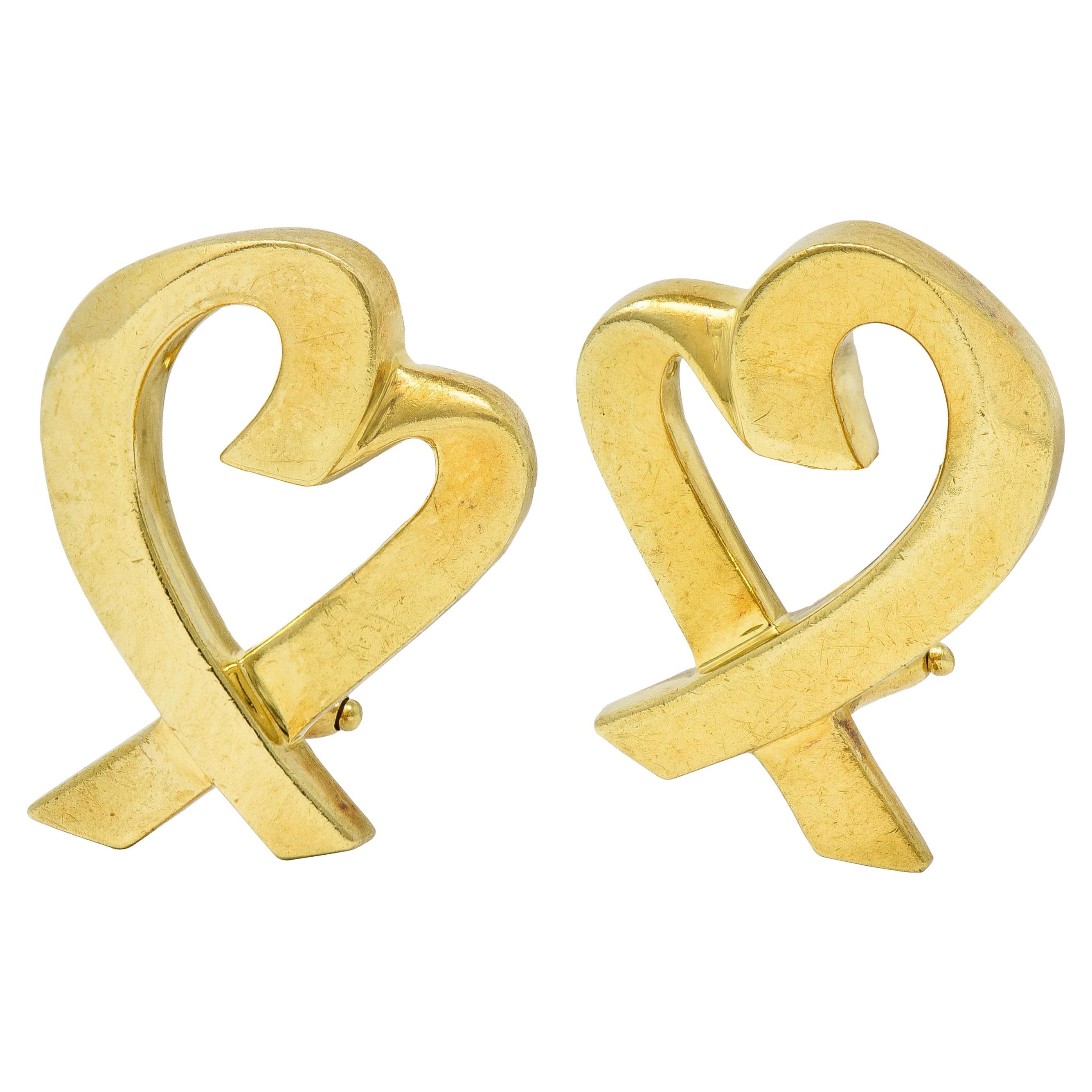 Paloma Picasso for Tiffany & Co. 1990, orecchini a cuore vintage in oro 18K