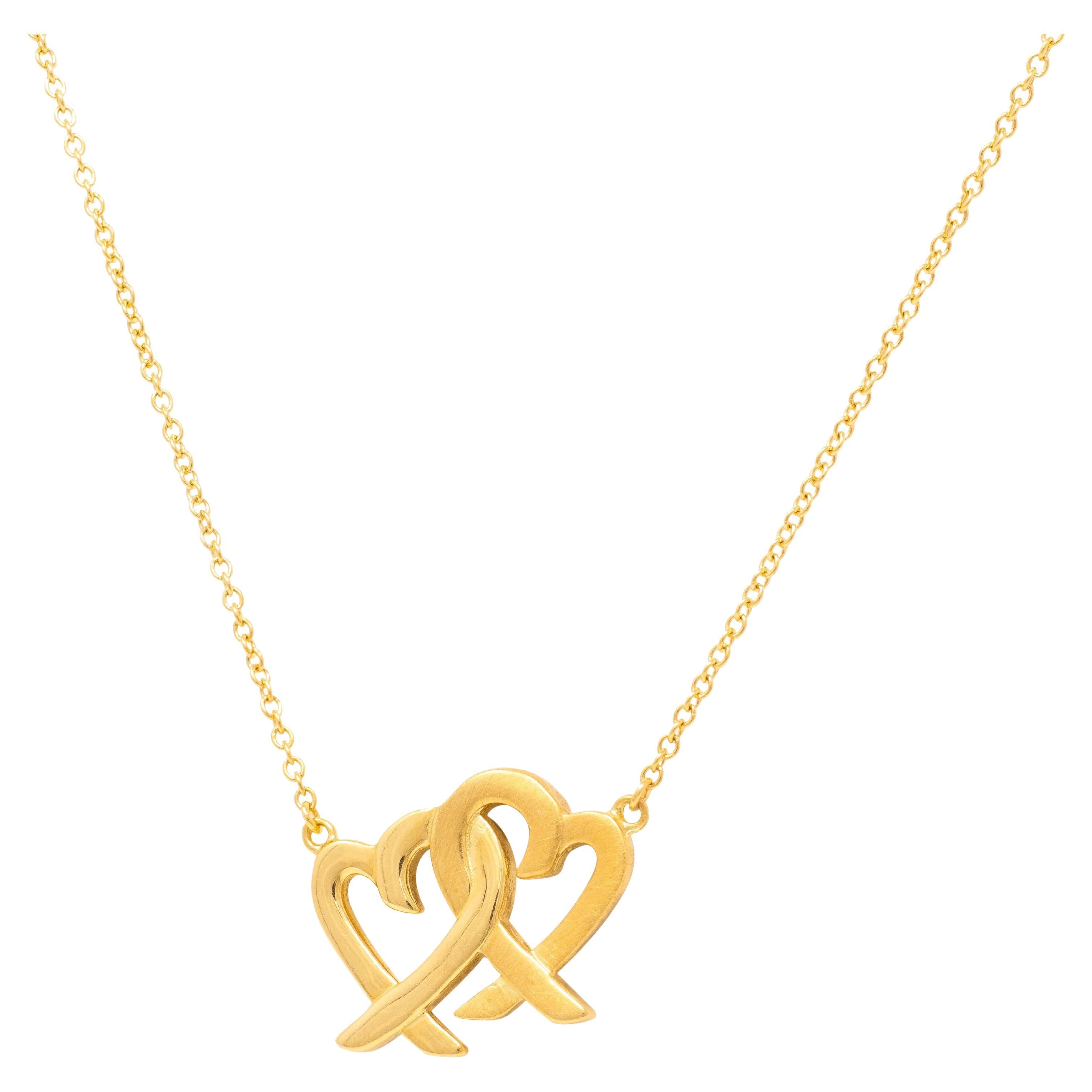 Paloma Picasso Tiffany & Co. 1990s 18K Vintage Double Loving Hearts Necklace