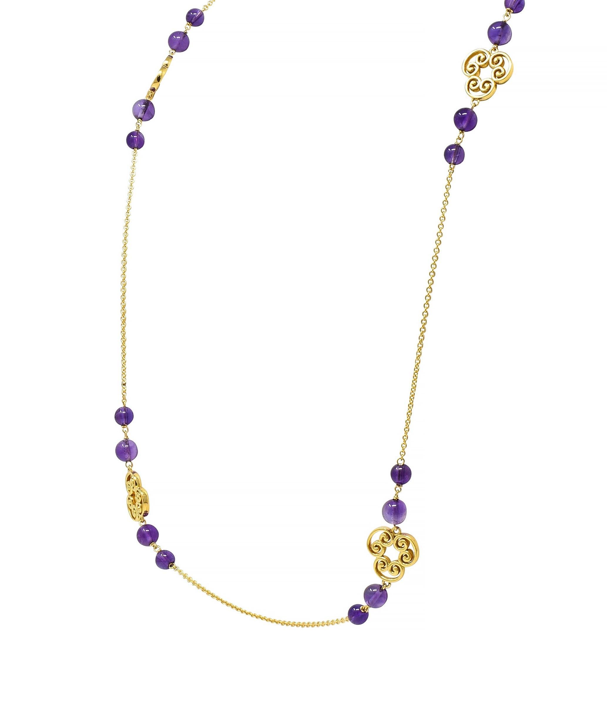 Paloma Picasso Tiffany & Co Amethyst 18 Karat Gold Venezia Goldoni Necklace In Excellent Condition For Sale In Philadelphia, PA