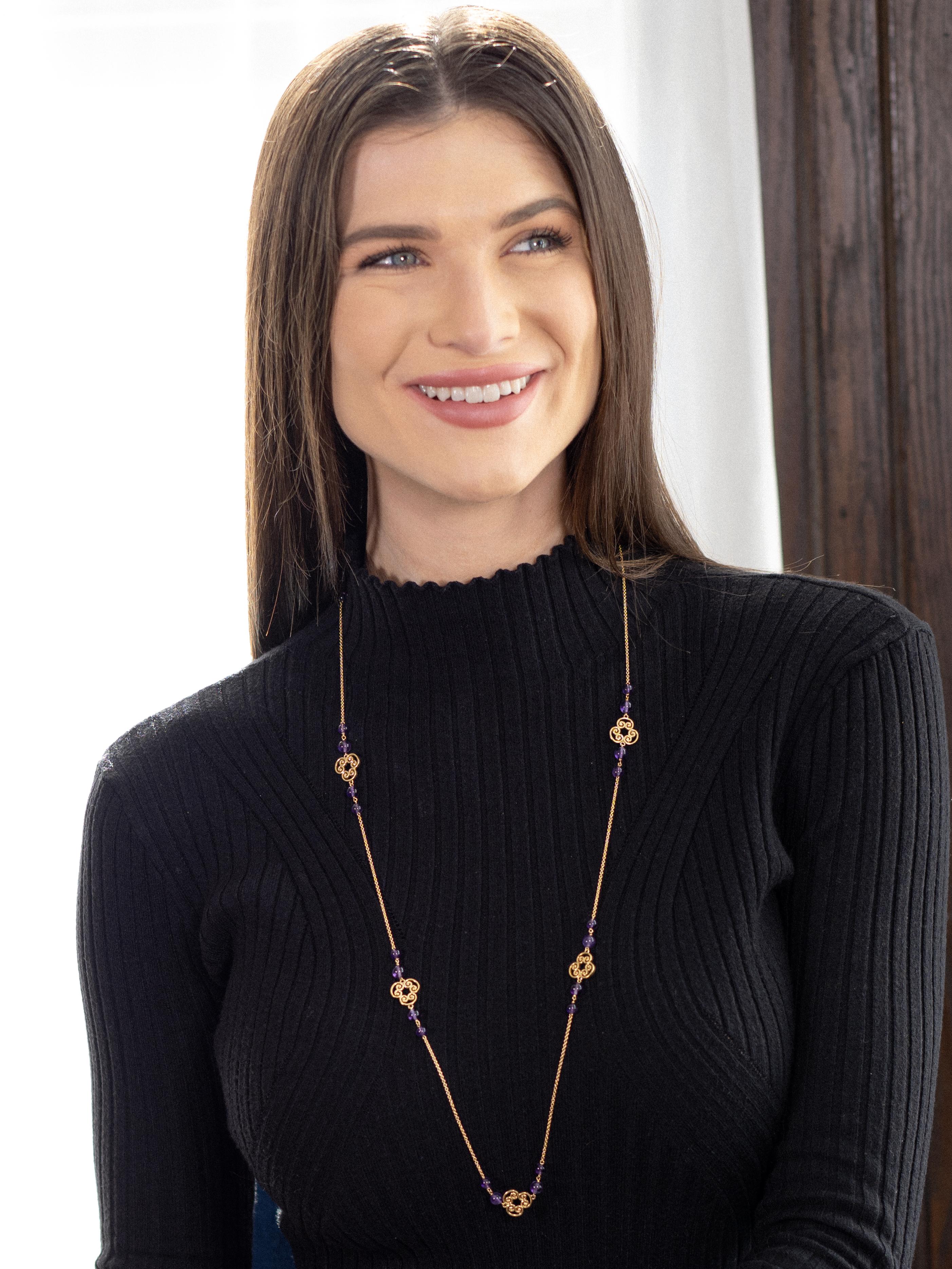 Uncut Paloma Picasso Tiffany & Co Amethyst 18 Karat Gold Venezia Goldoni Necklace