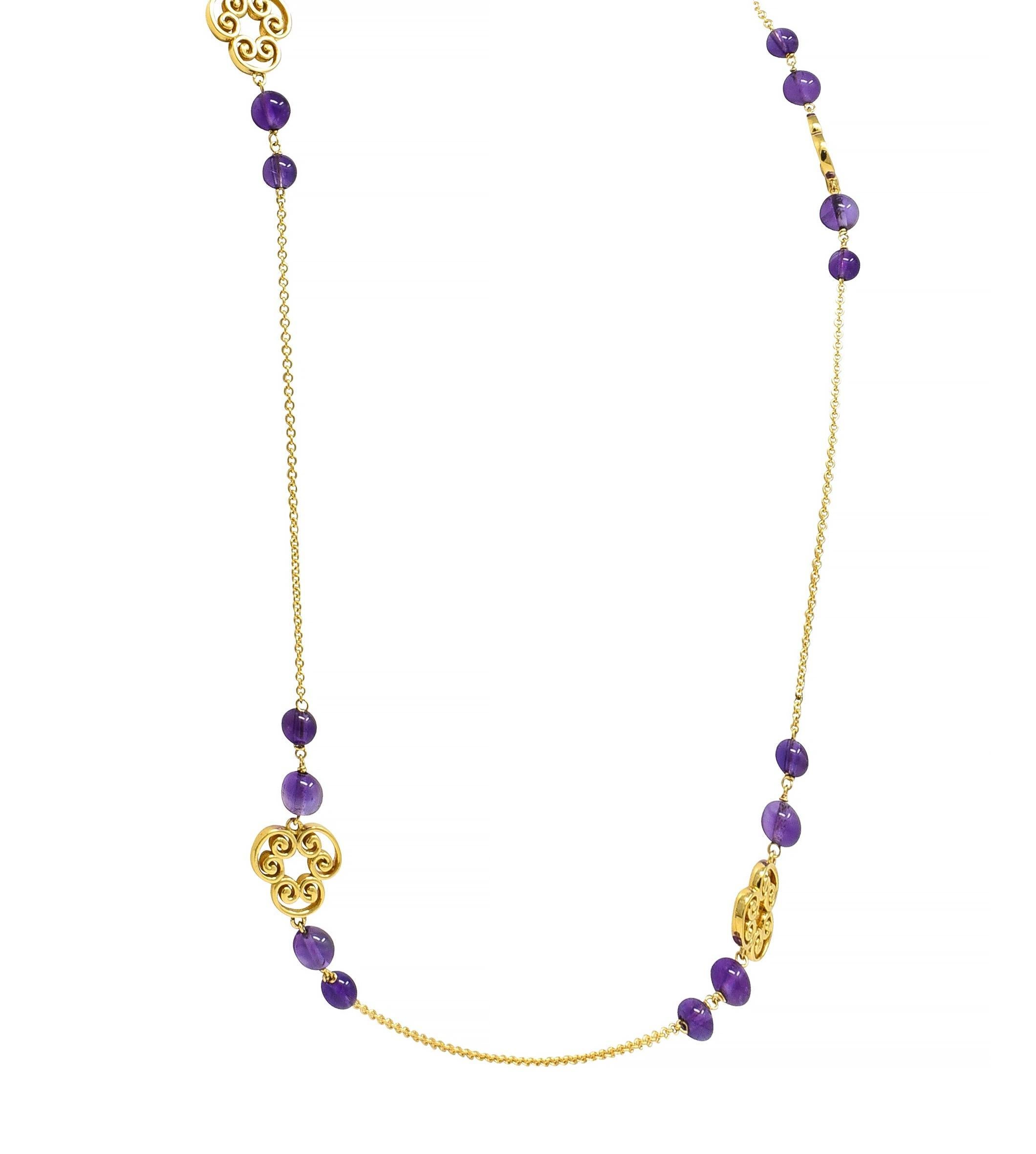 Women's or Men's Paloma Picasso Tiffany & Co Amethyst 18 Karat Gold Venezia Goldoni Necklace For Sale
