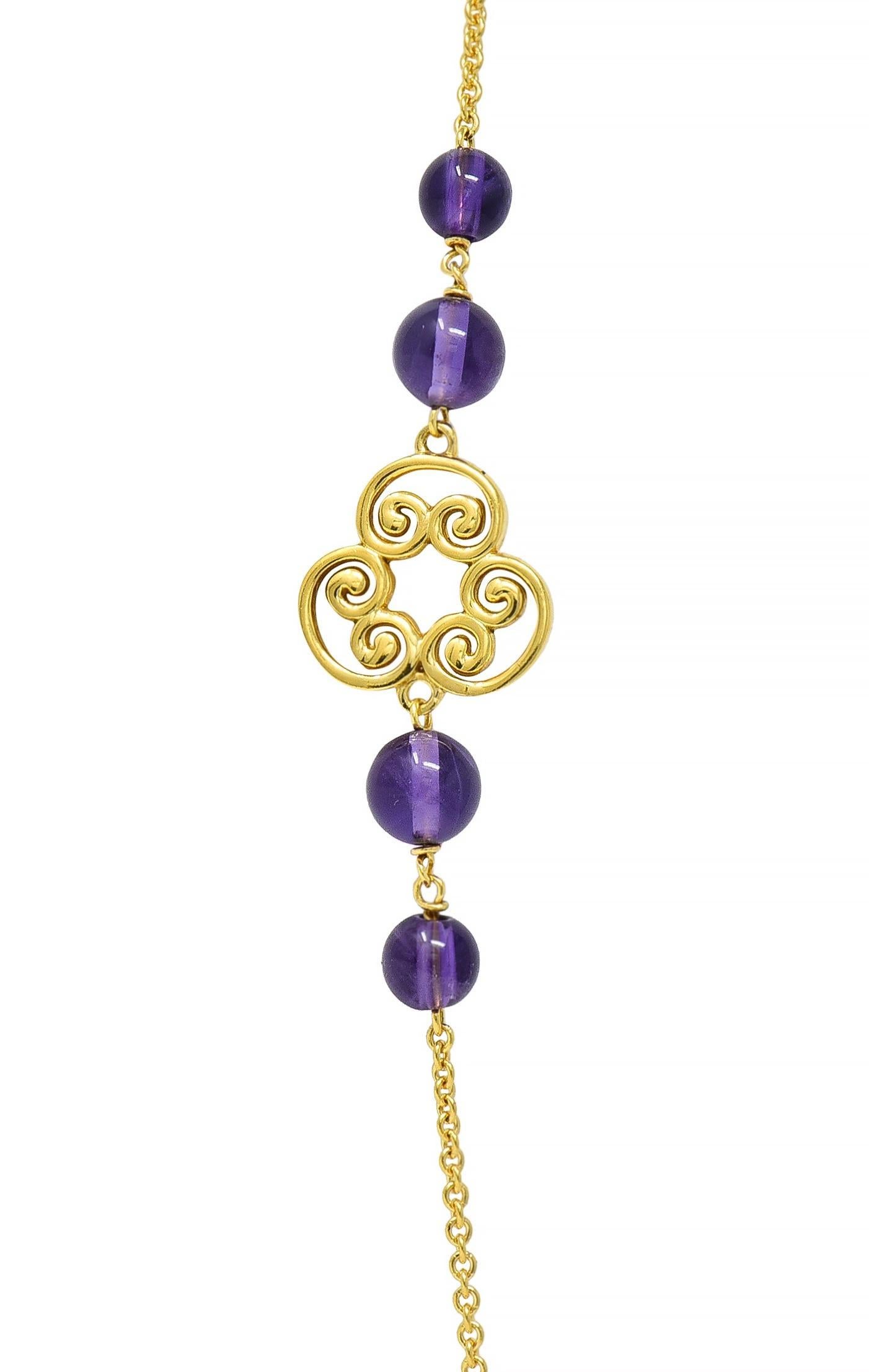 Paloma Picasso Tiffany & Co Amethyst 18 Karat Gold Venezia Goldoni Necklace For Sale 3