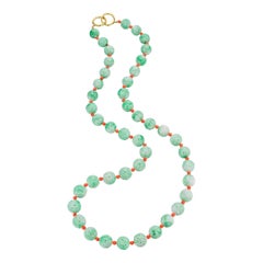 Paloma Picasso Tiffany & Co. Carved Jade Coral Gold Modernist Bead Necklace