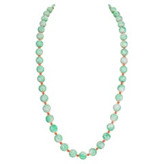 Paloma Picasso Tiffany & Co. Carved Jade Coral Gold Modernist Bead Necklace