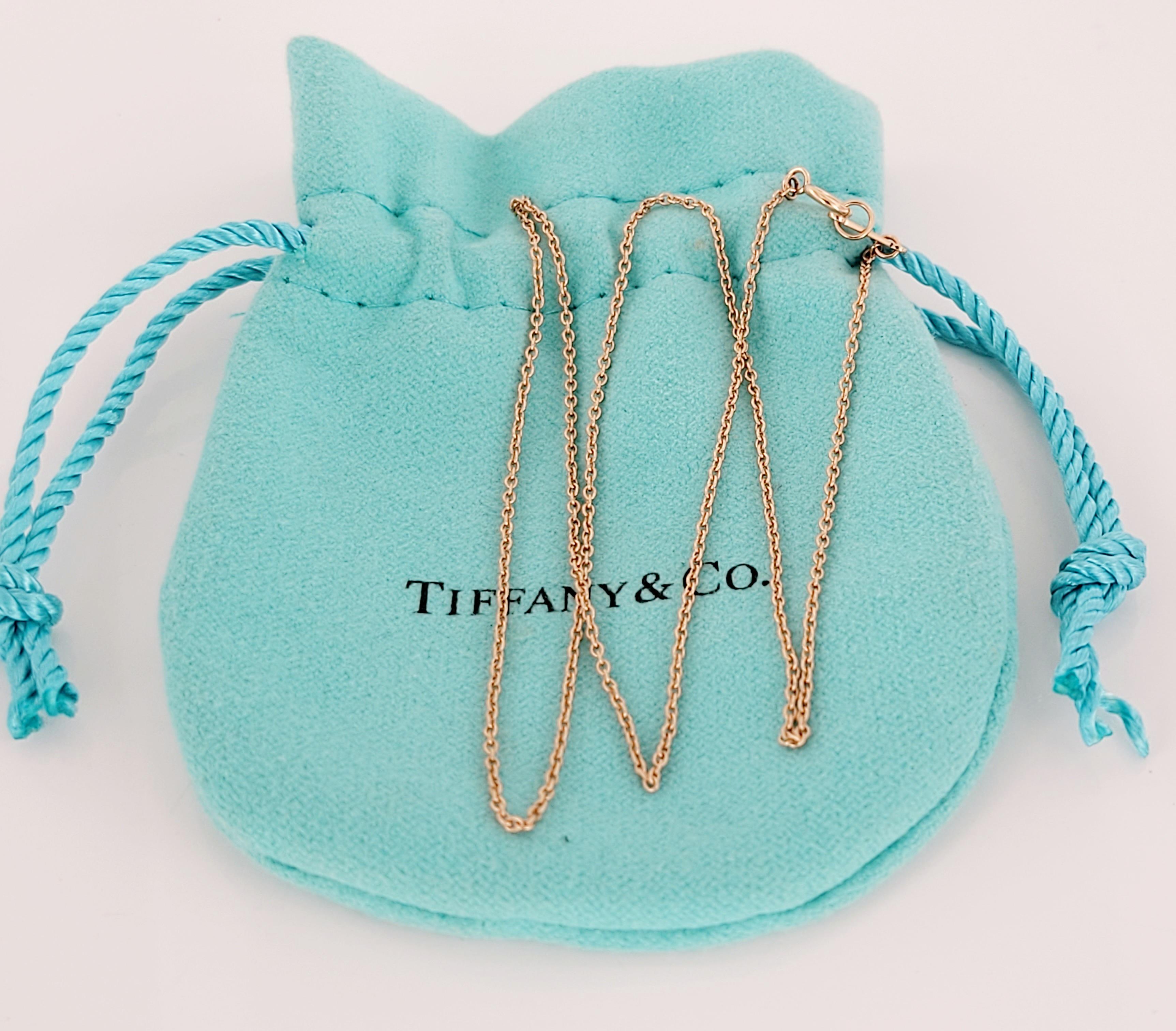 Paloma Picasso Tiffany & Co Chain
Material 18K Rose Gold 
Chain Length 16'' Long
Chain is not adjustable
Weight 1.7gr
Gender Unisex
Condition New, never worn
Comes with Tiffany & co Pouch