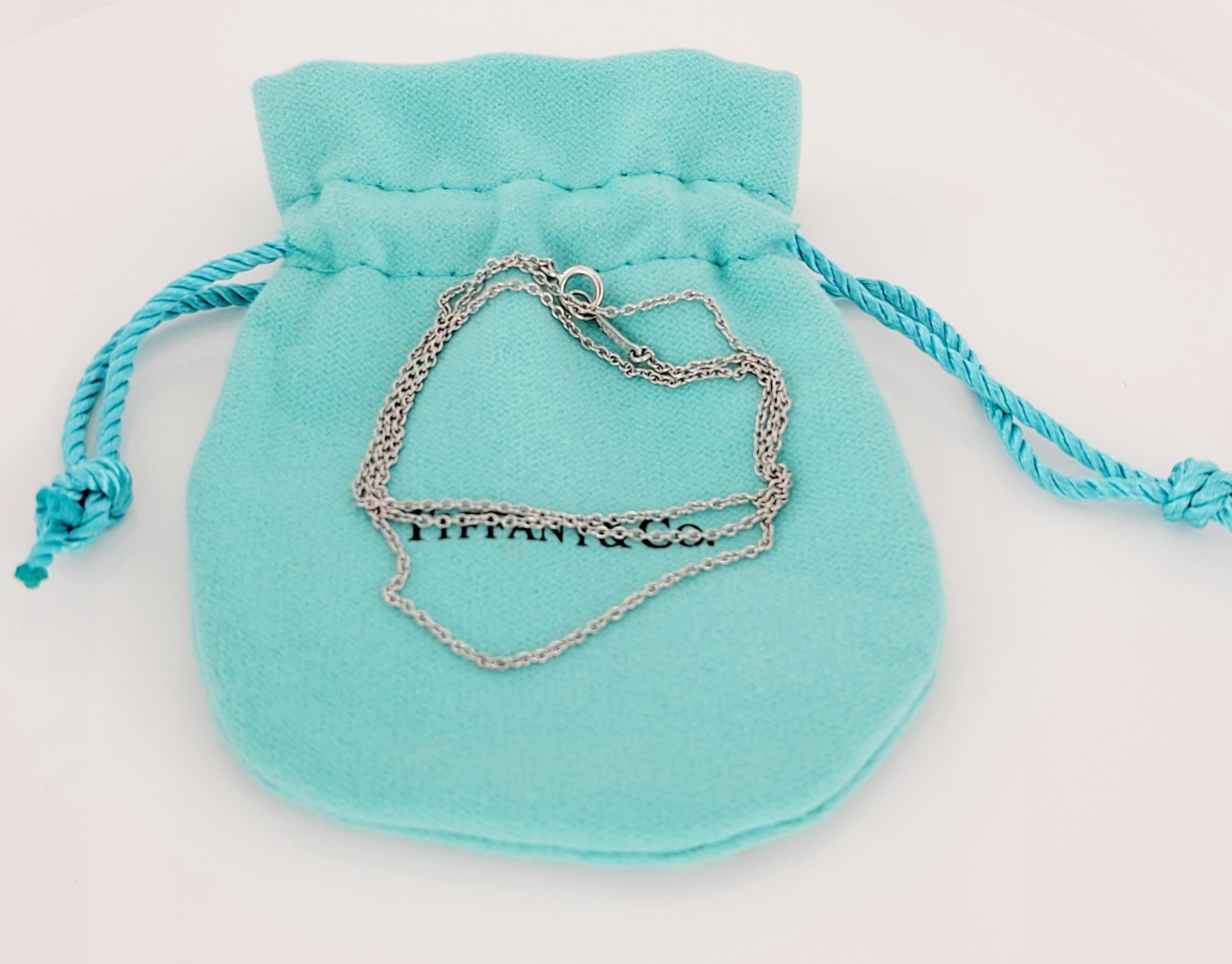 Paloma Picasso Tiffany & co 
Material 18K White gold  
Chain Length 16'' Long
Weight 1.7gr
Condition New, never worn
Comes with Tiffany & co pouch