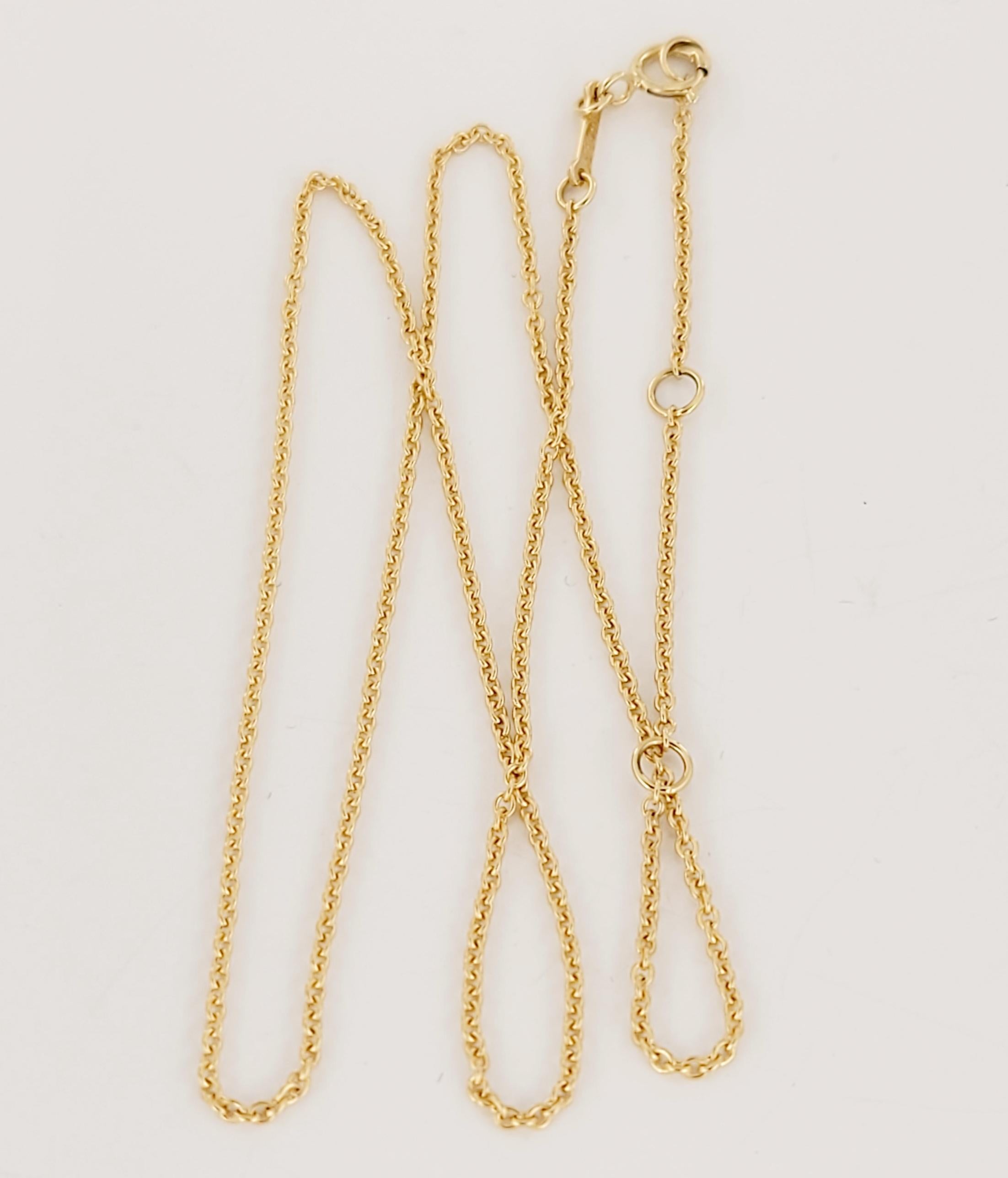 Paloma Picasso Tiffany & Co
Metal 18K Yellow Gold 
Chain Length 14'' Long
Adjustable Length 12'' 13'' 14''
Chain weight 2.0gr
Gender Unisex 
Condition New, never worn
Comes with Tiffany & Co pouch