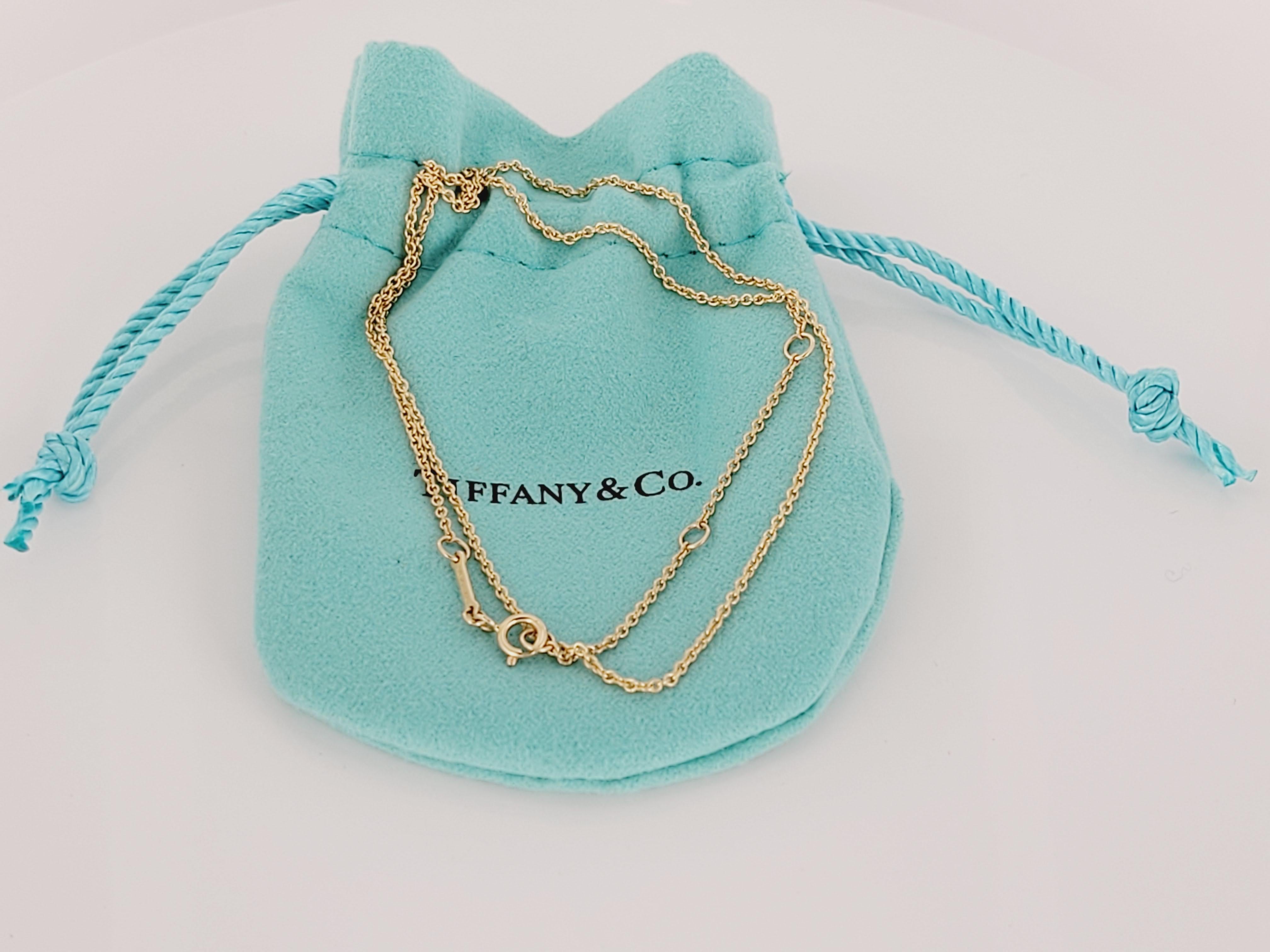 Paloma Picasso Tiffany & co
Material 18K Yellow gold
Chain Length 16'' Long
Chain is Adjustable 16'' 15'' 14'' 
Weight 2.4gr
Condition New, Never worn
Comes with Tiffany & co pouch