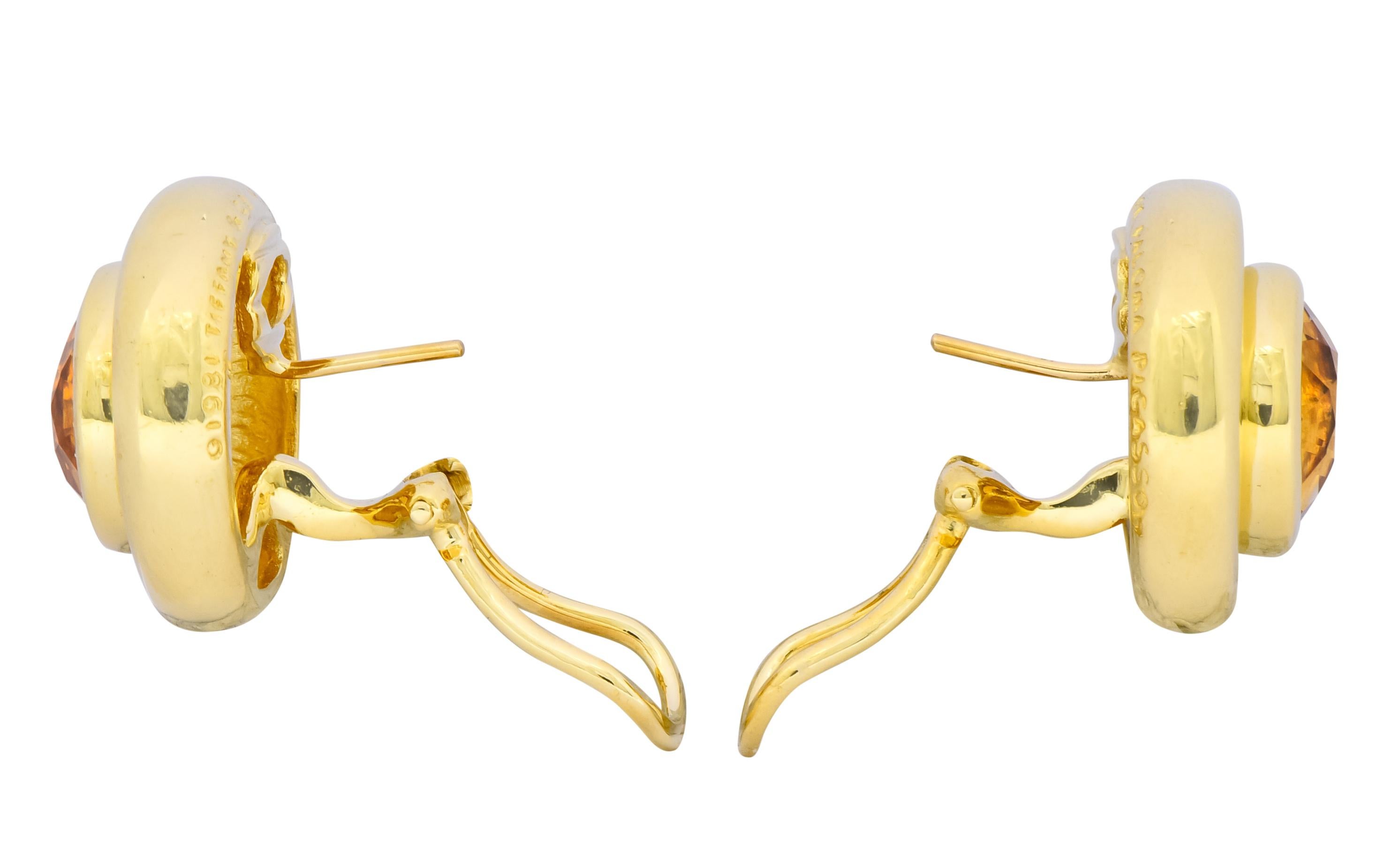 Contemporary Paloma Picasso Tiffany & Co. Citrine 18 Karat Gold Earrings Vintage, 1981