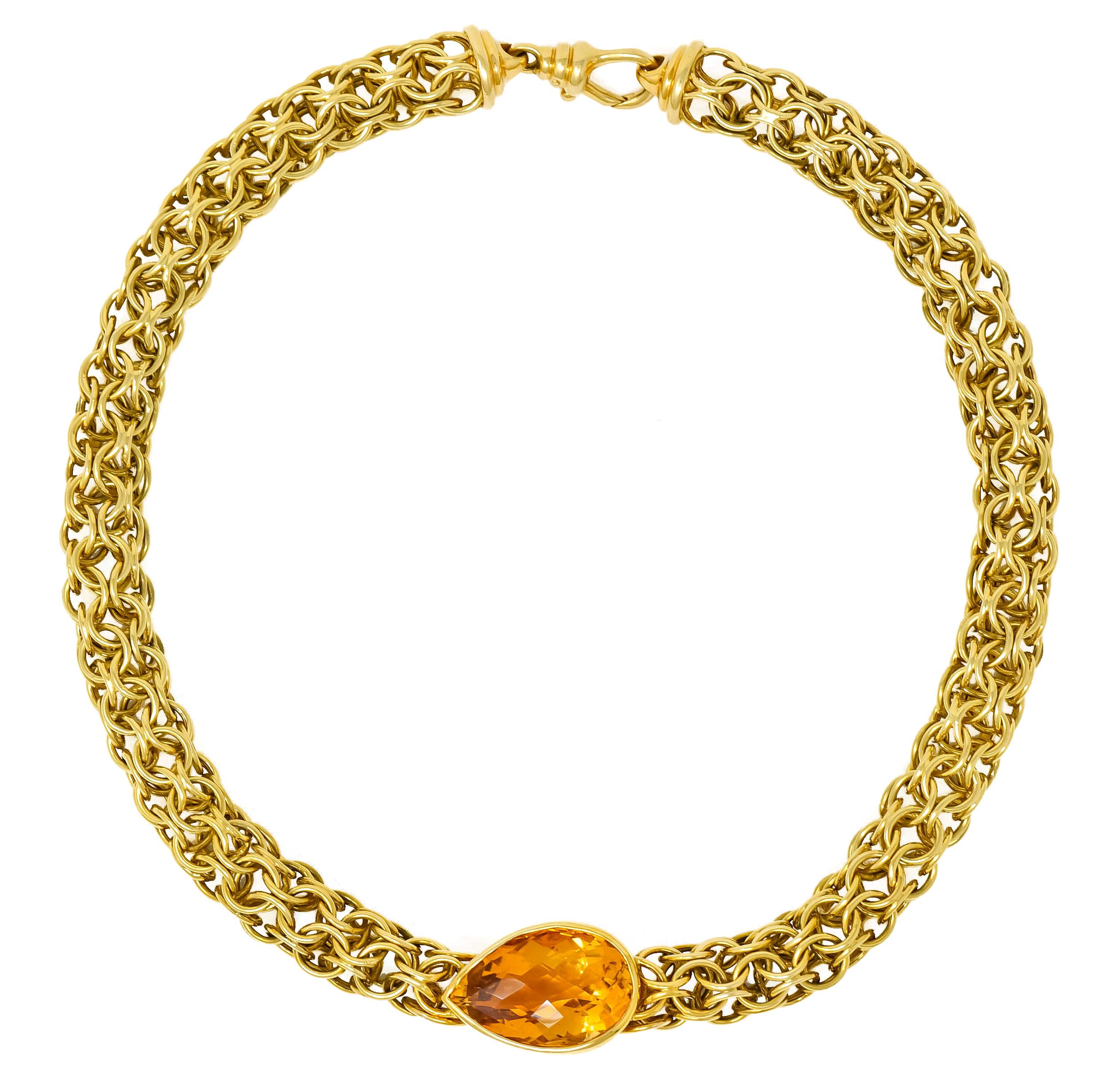 Paloma Picasso Tiffany & Co. Citrine 18 Karat Yellow Gold Mesh Collar Necklace 4