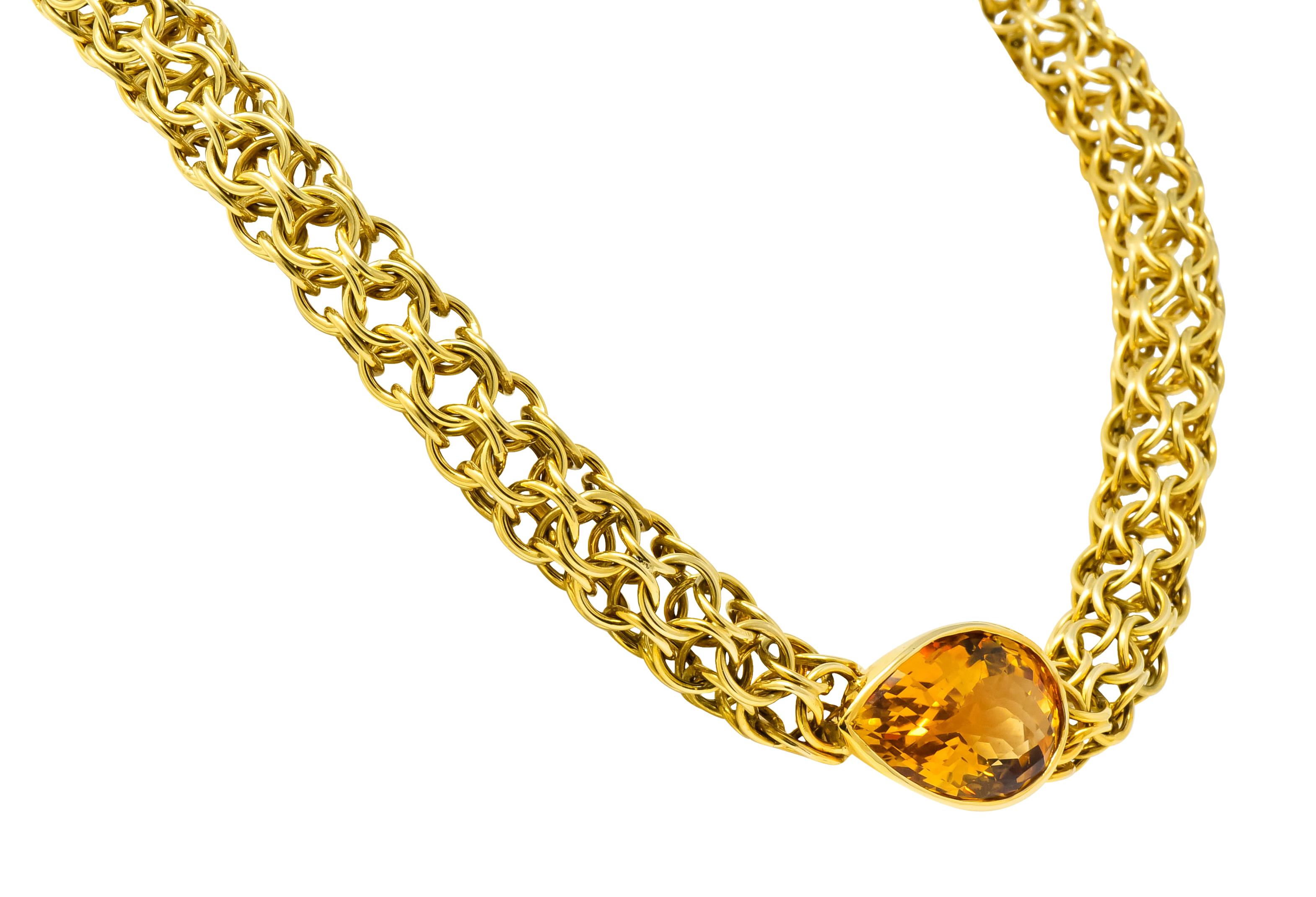 Contemporary Paloma Picasso Tiffany & Co. Citrine 18 Karat Yellow Gold Mesh Collar Necklace