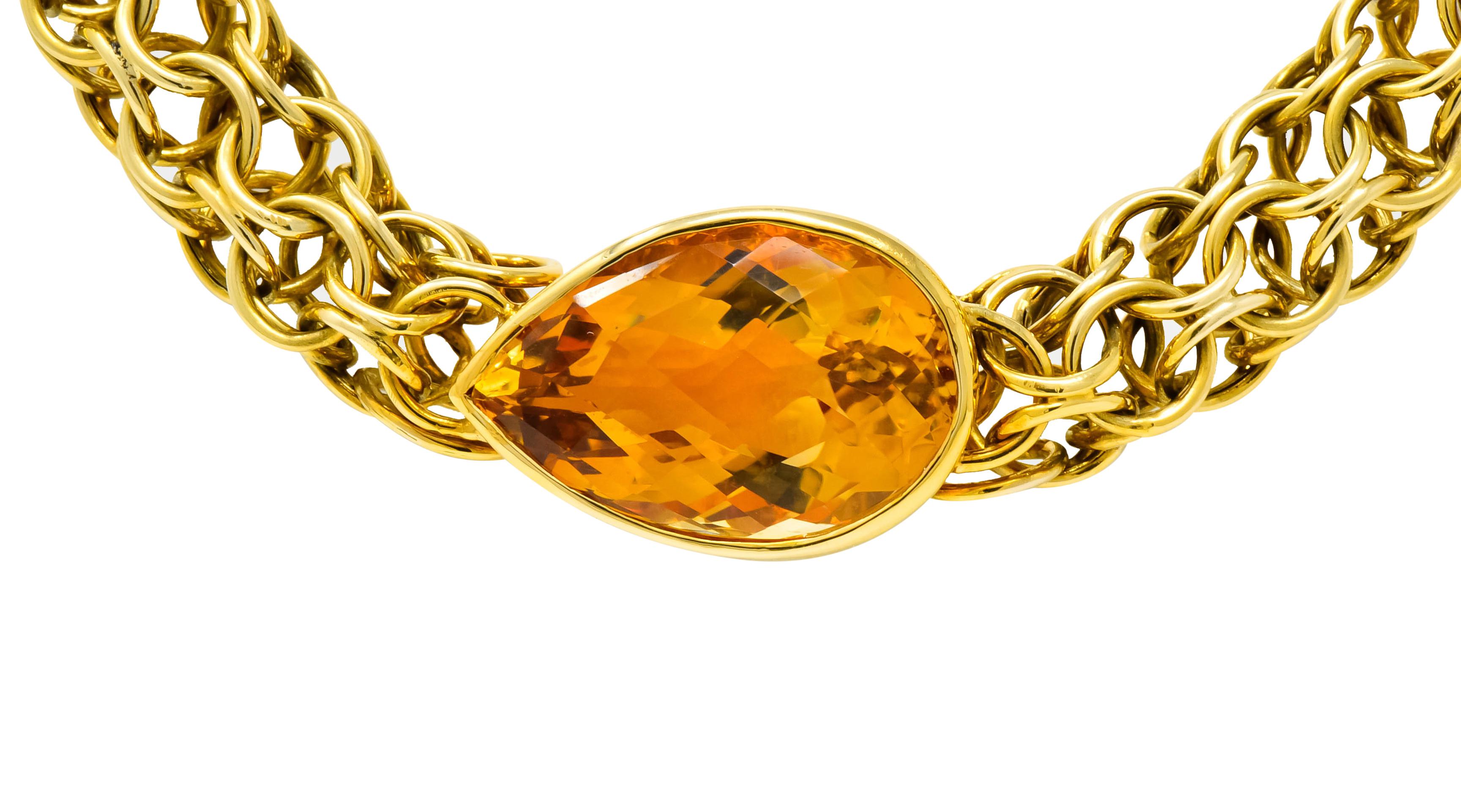 Pear Cut Paloma Picasso Tiffany & Co. Citrine 18 Karat Yellow Gold Mesh Collar Necklace