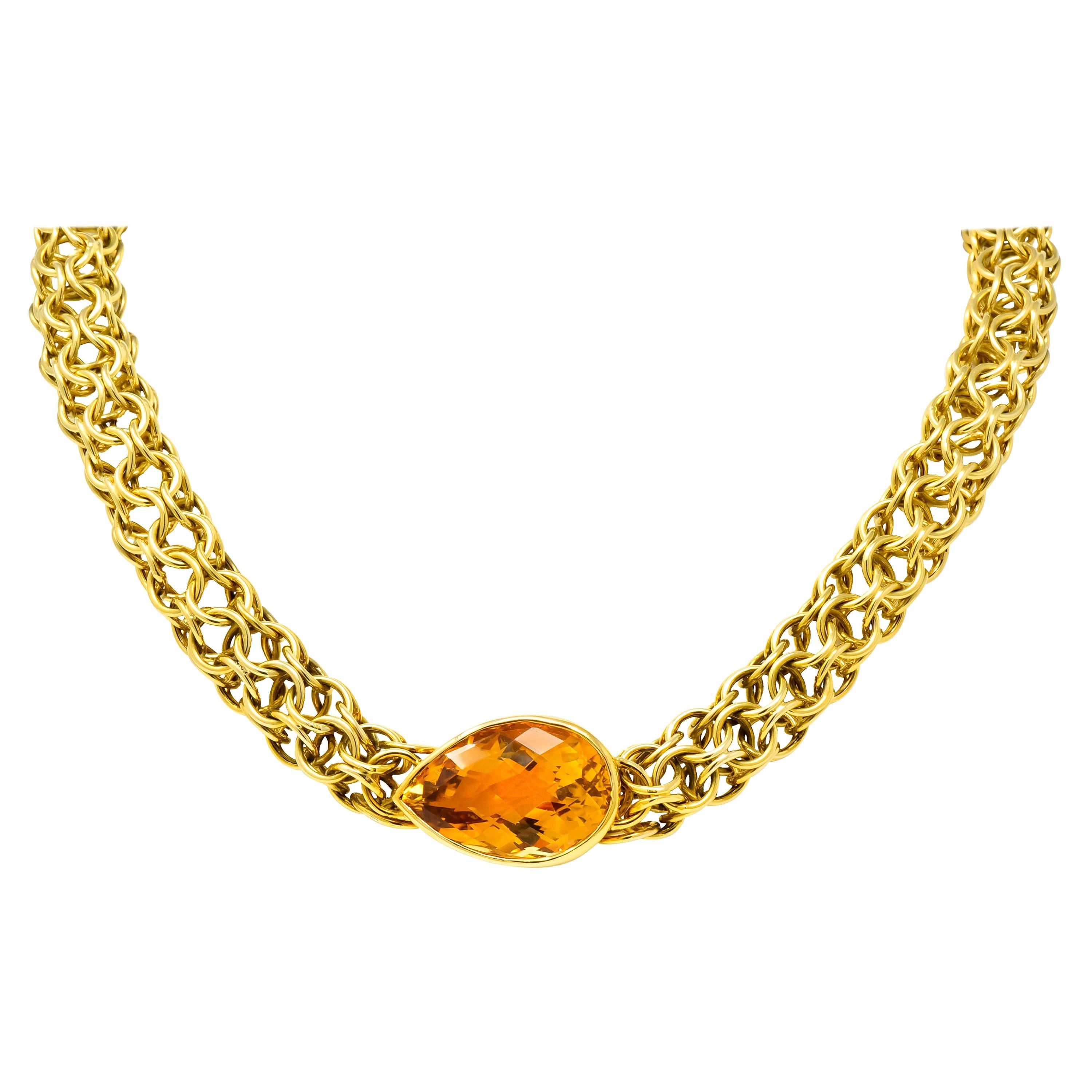 Paloma Picasso Tiffany & Co. Citrine 18 Karat Yellow Gold Mesh Collar Necklace