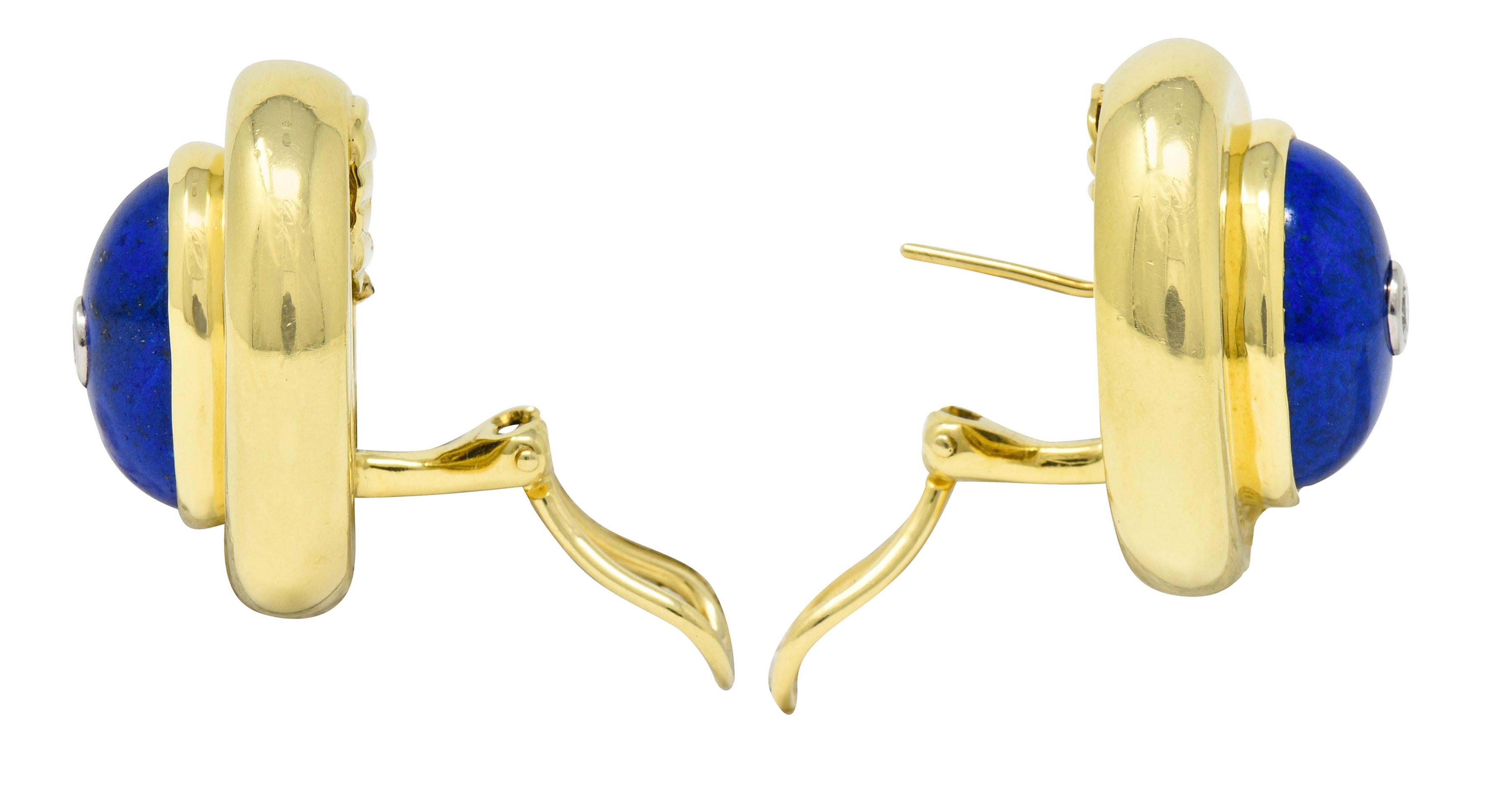 Cabochon Paloma Picasso Tiffany & Co. Diamond Lapis 18 Karat Gold Earrings