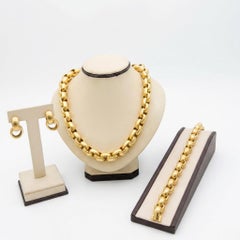 Paloma Picasso Tiffany & Co Hammered Link Necklace Bracelet Earrings Set 18K