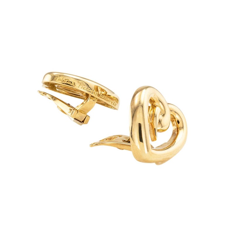 Contemporary Paloma Picasso Tiffany & Co. Heart Shaped Yellow Gold Clip On Earrings For Sale