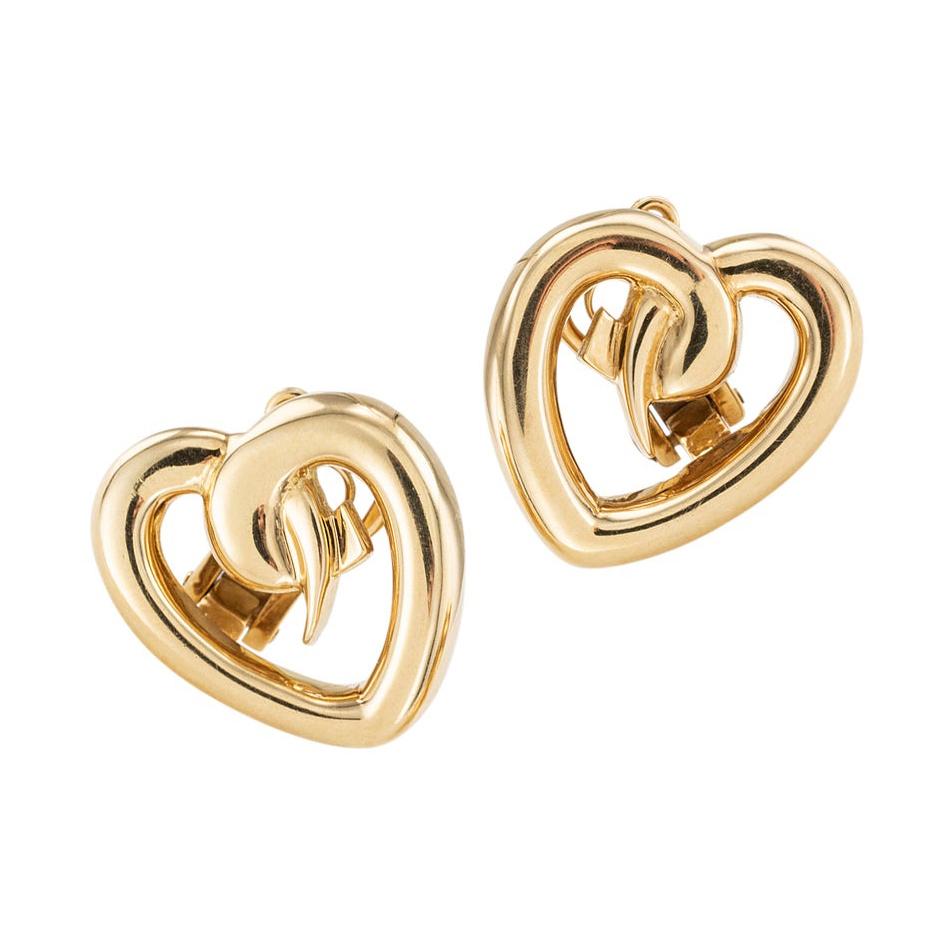 Paloma Picasso Tiffany & Co. Heart Shaped Yellow Gold Clip On Earrings