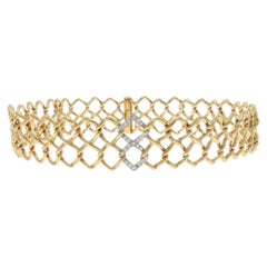 Paloma Picasso Tiffany & Co Openwork Square Link Diamond Choker Necklace Gold18k