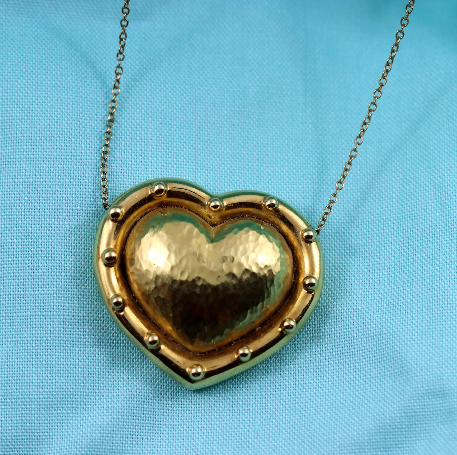 puffed gold heart pendant