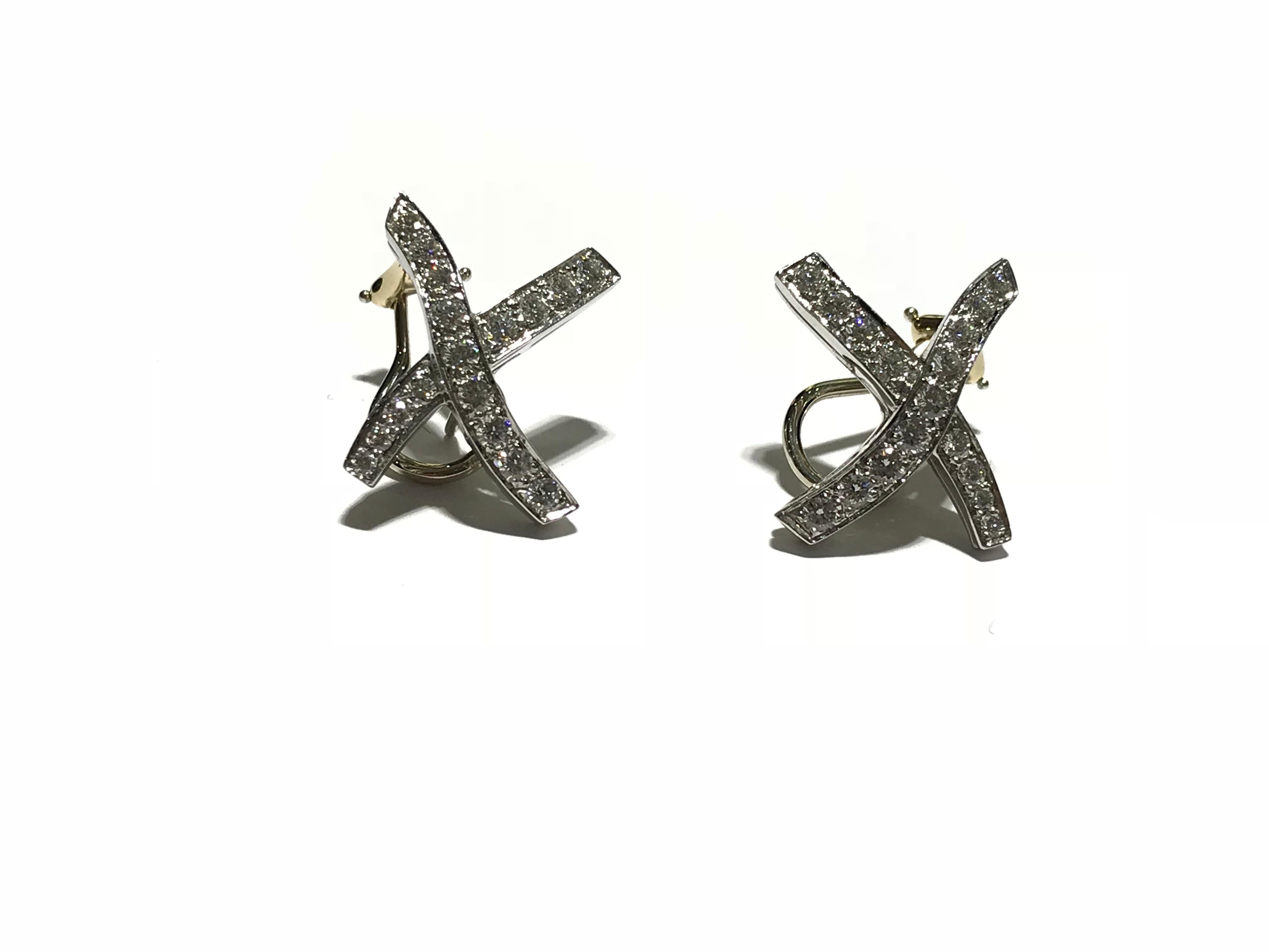 Paloma Picasso Tiffany Diamond Earrings In Excellent Condition For Sale In Toronto, Ontario