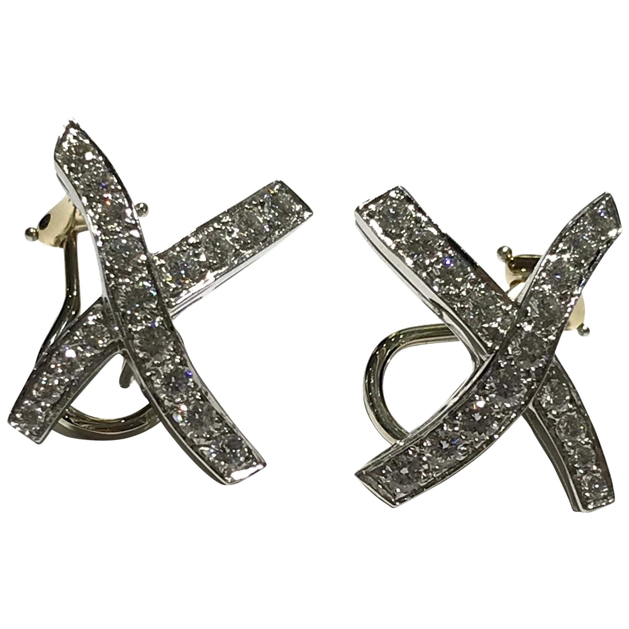 Paloma Picasso Tiffany Diamond Earrings For Sale