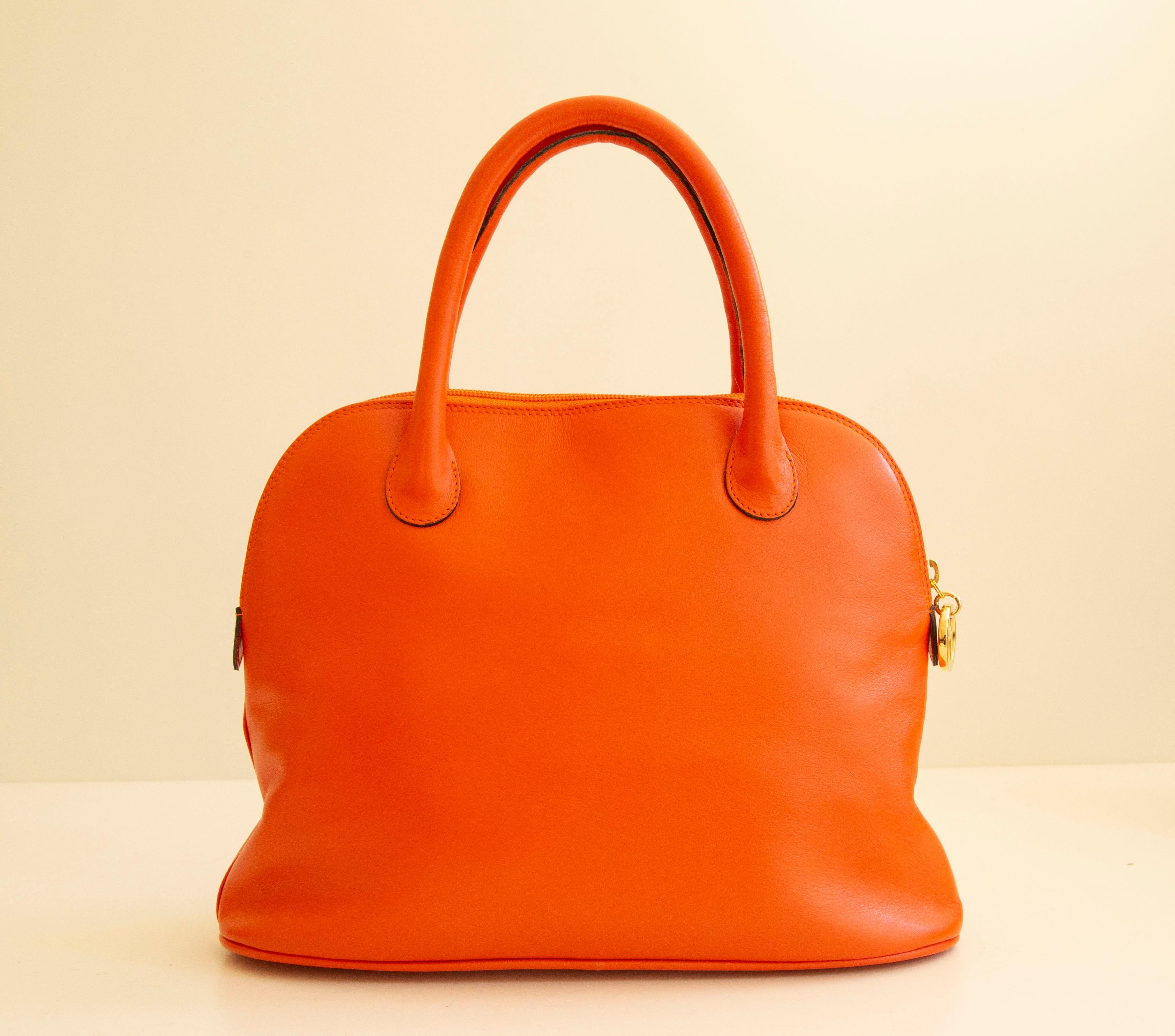 Women's Paloma Picasso Top Handle Bag in Orange Leather 1980’s – 90’s