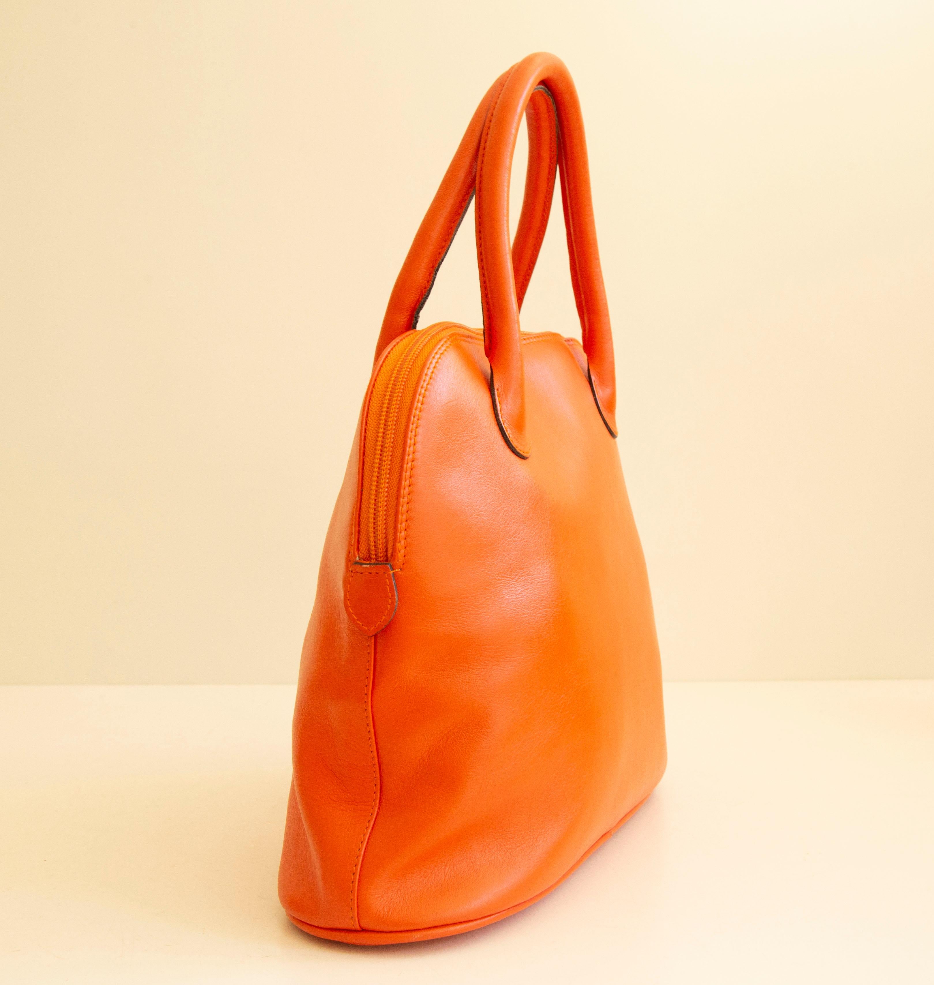 Paloma Picasso Top Handle Bag in Orange Leather 1980’s – 90’s 1