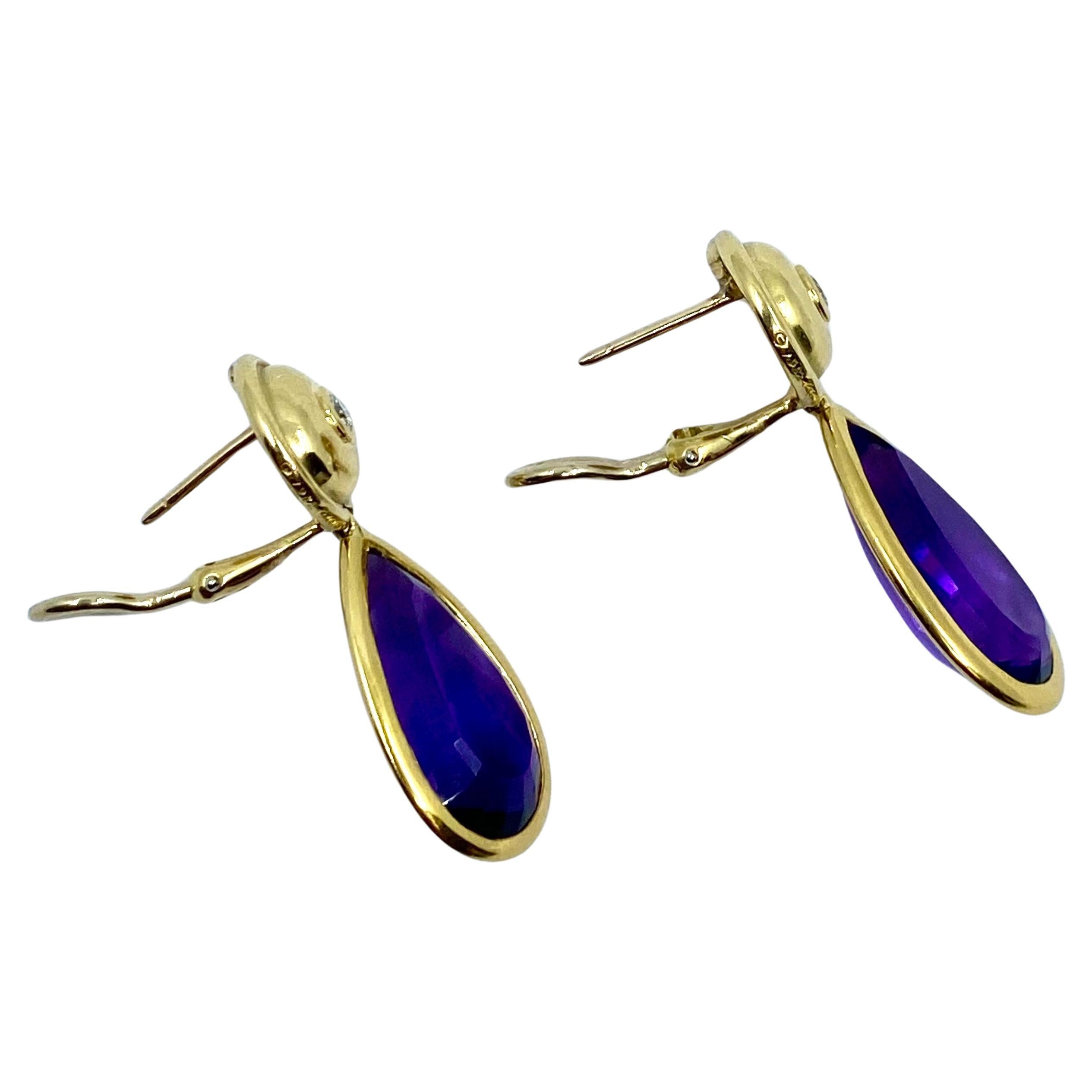 Paloma Picasso Vintage Earrings Amethyst Diamond 18k Gold For Sale 1