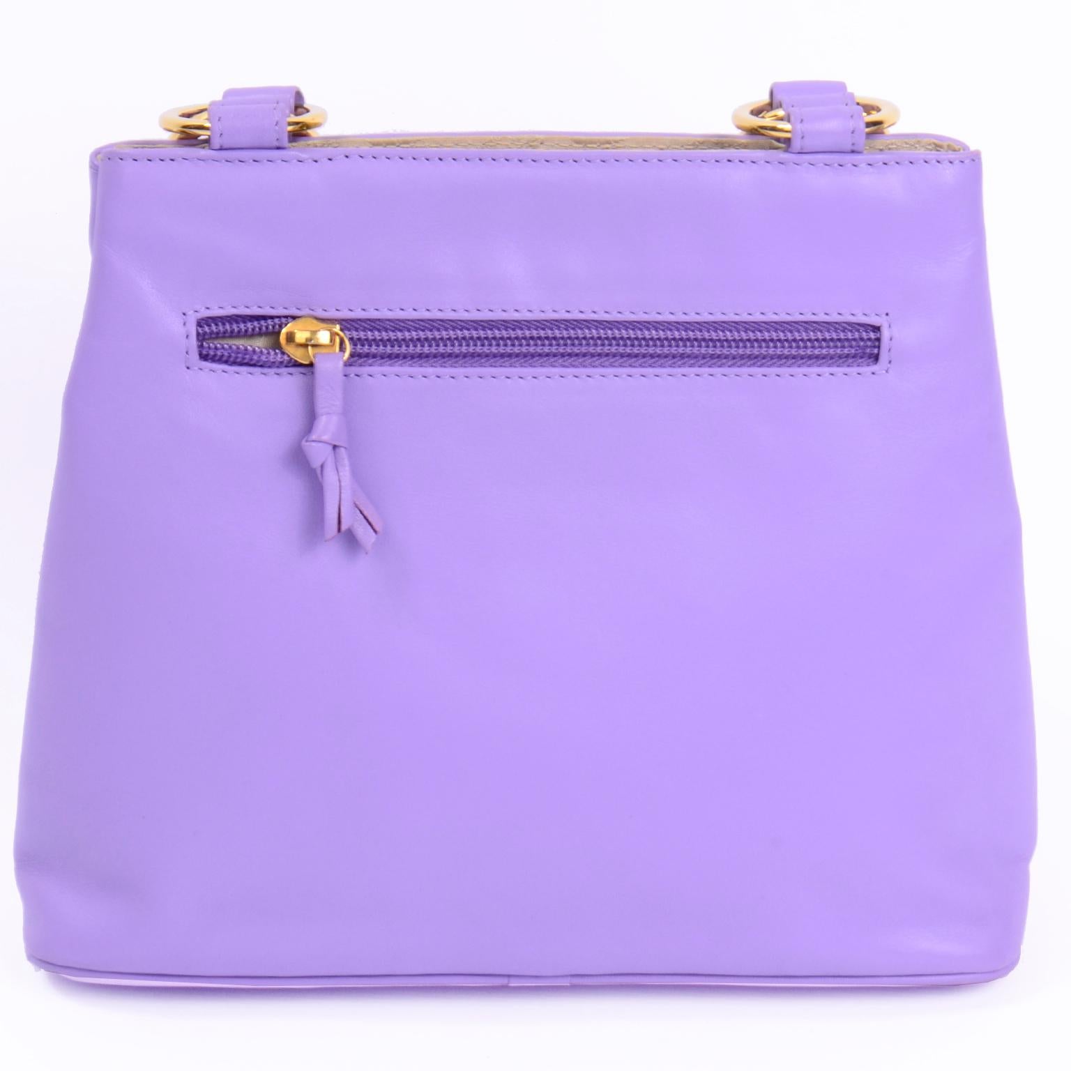Paloma Picasso Vintage Purple Leather X Satchel Top Handle Handbag In Excellent Condition In Portland, OR