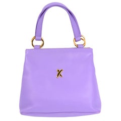 Paloma Picasso Vintage Purple Leather X Satchel Top Handle Handbag