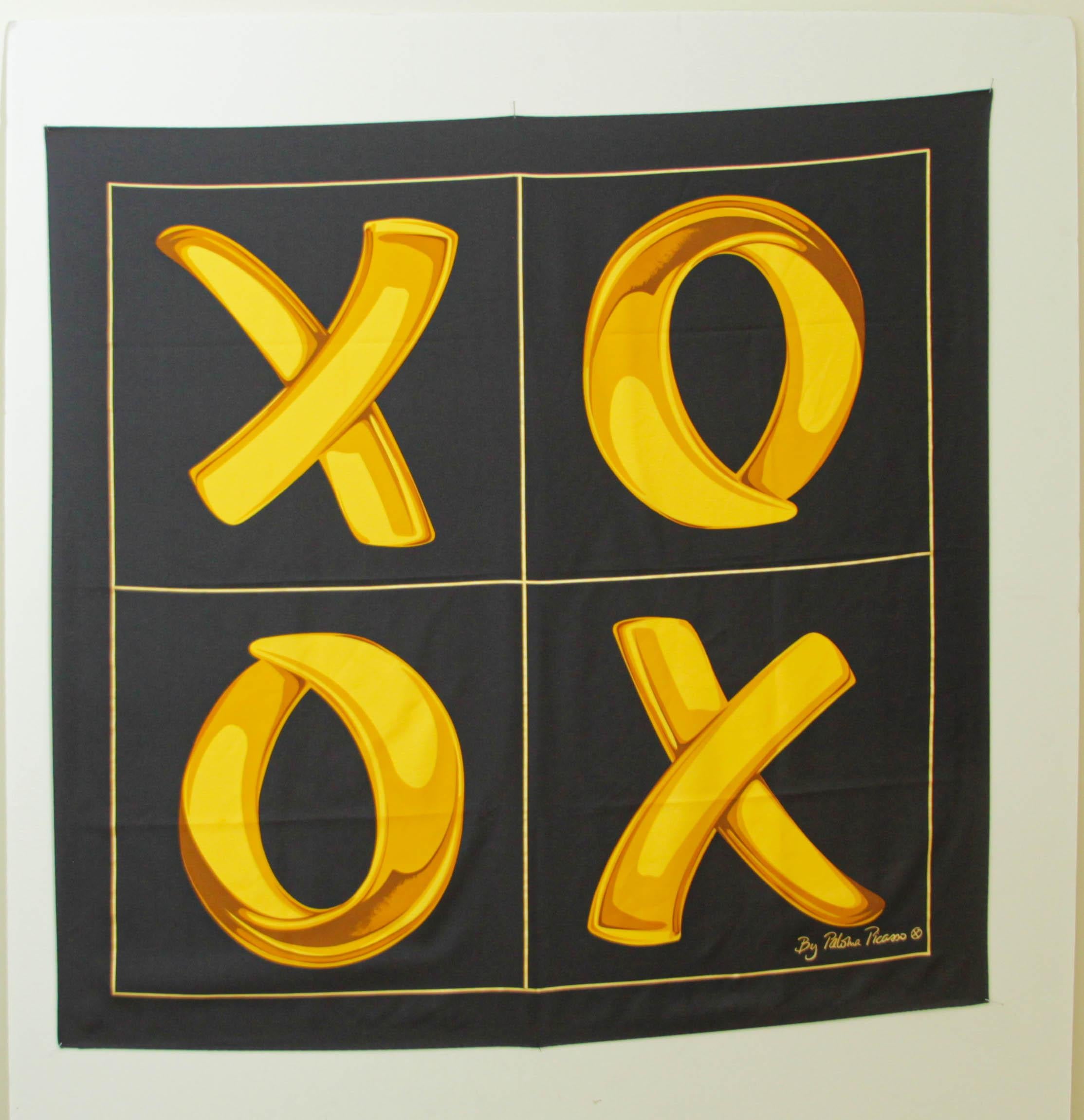 Foulard en soie noir et or 