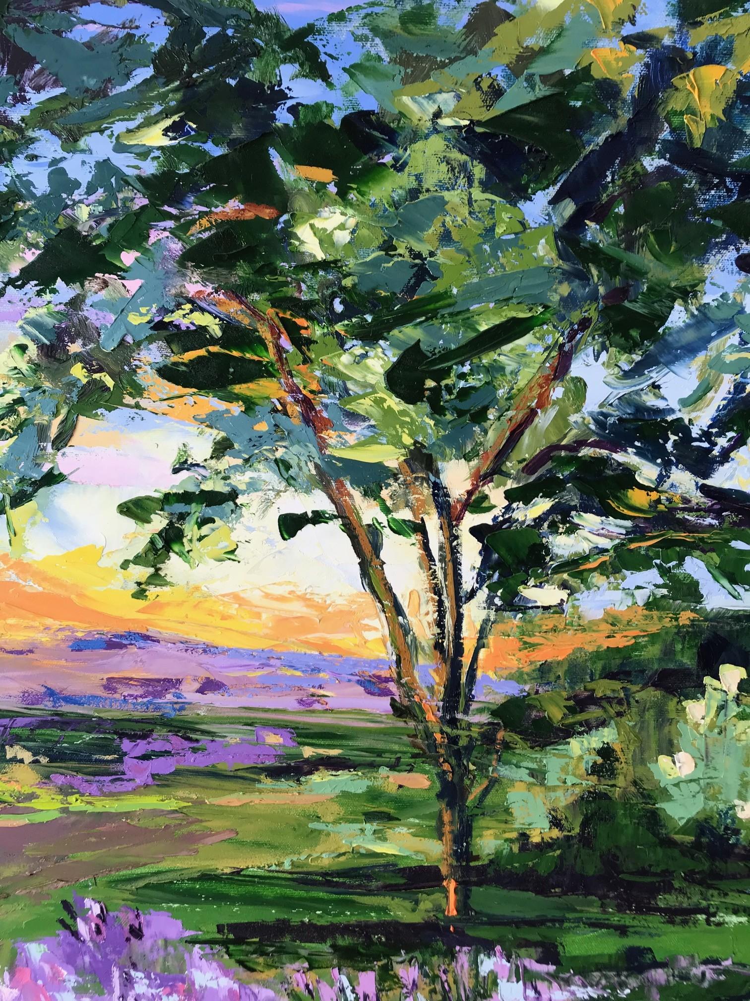 sunset landscape painting