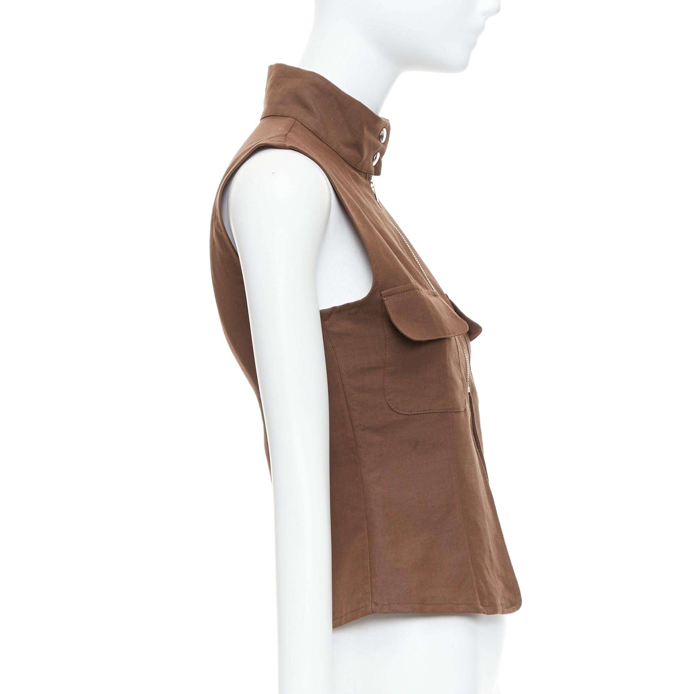 Women's PALOMA WOOL brown linen organic cotton pocketed sleeveless top XS For Sale