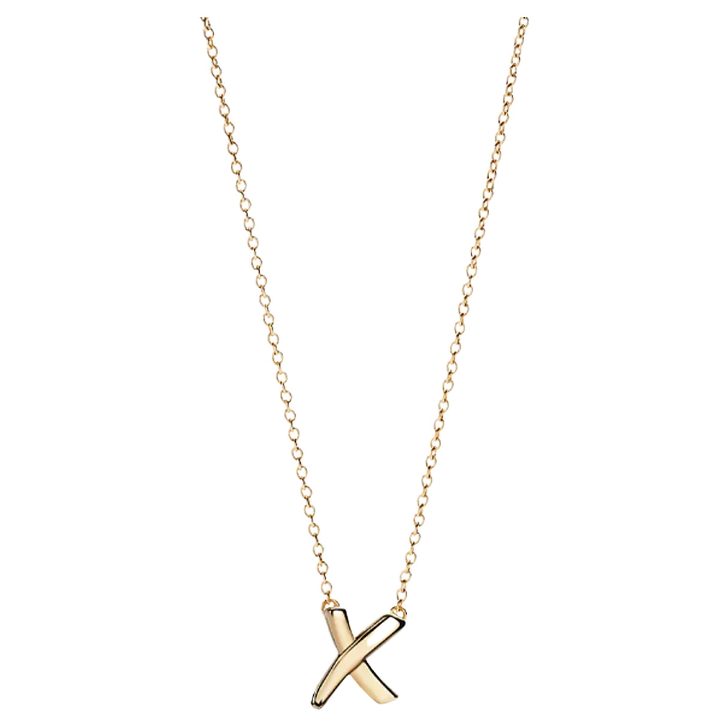 Tiffany & Co. Kiss X Necklace 18k Yellow Gold en vente