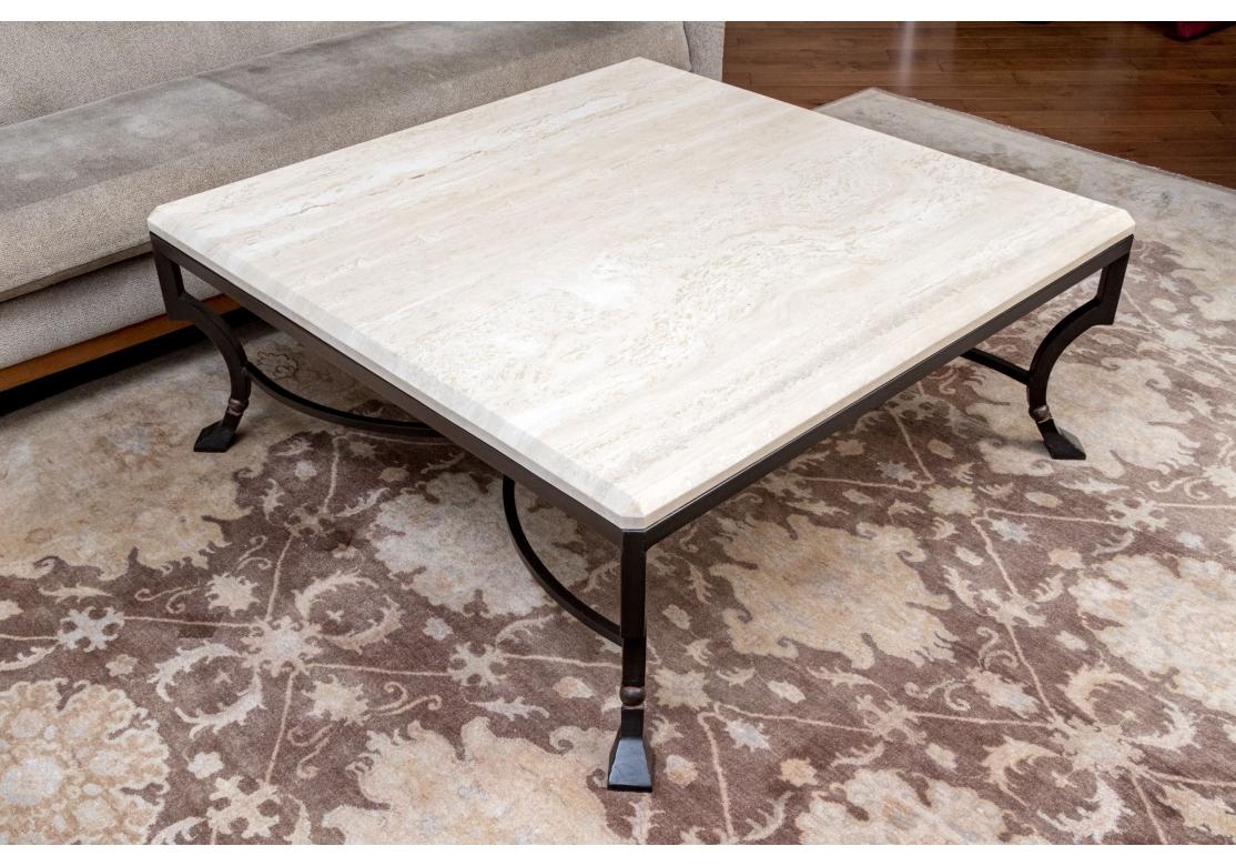 Table basse Palomino en travertin et fer attribuée à Kreiss en vente 7