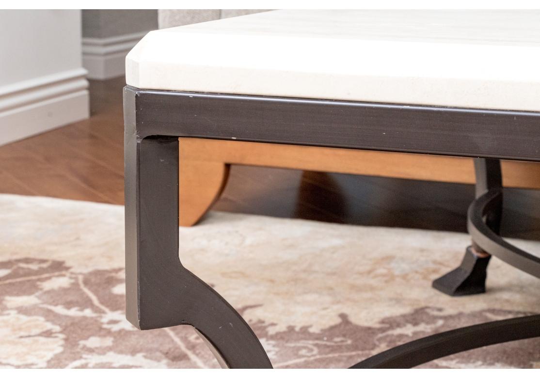 Table basse Palomino en travertin et fer attribuée à Kreiss État moyen - En vente à Bridgeport, CT