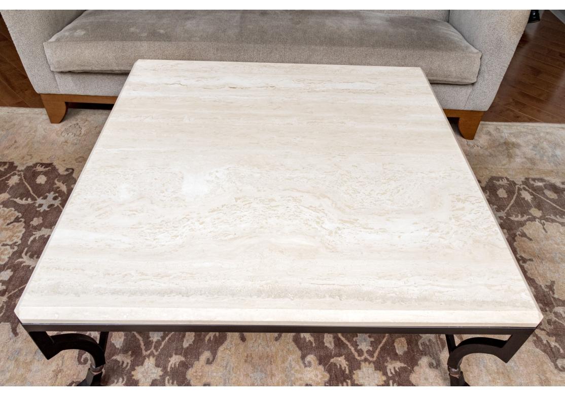 Table basse Palomino en travertin et fer attribuée à Kreiss en vente 2