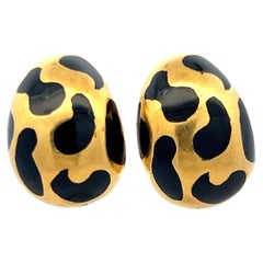 Orecchini a clip Palomino Vintage in oro giallo 18 carati e smalto, 17,9 grammi