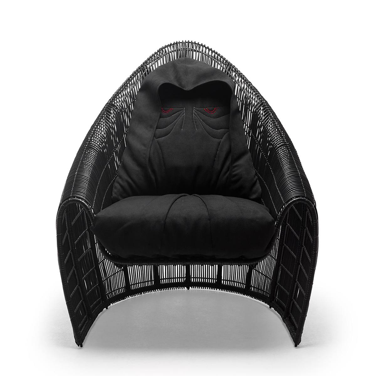 Armchair Palpatine in black finish with structure in
steel and with hand-braided nylon and polyethylene.
With black cushion seat.
Lead time production if on stock 2-3 weeks,
if not on stock 15-16 weeks.