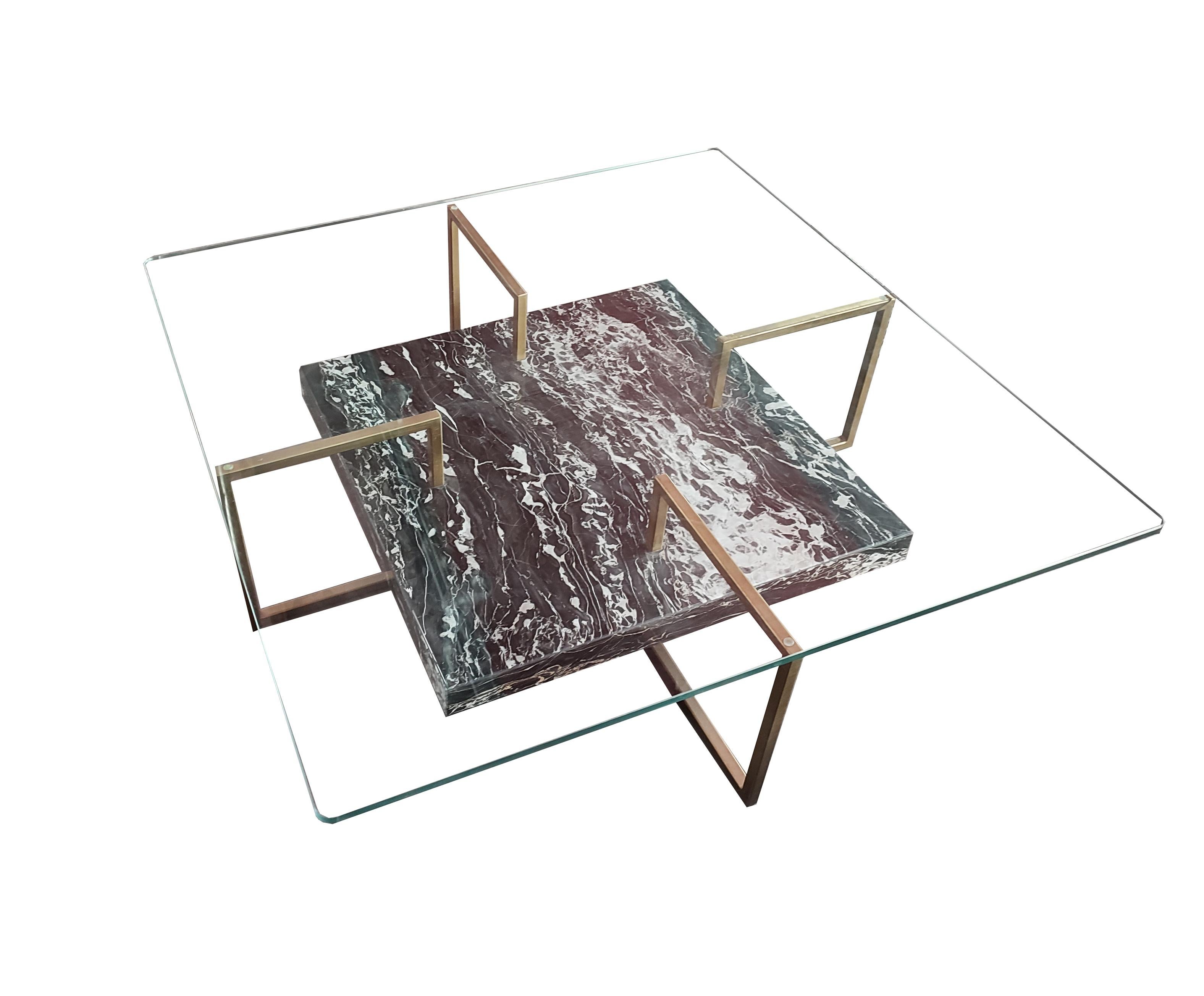 Palse Coffee Table Portoro Marble, Iron, Crystal Contemporary Design Spain Stock For Sale 4